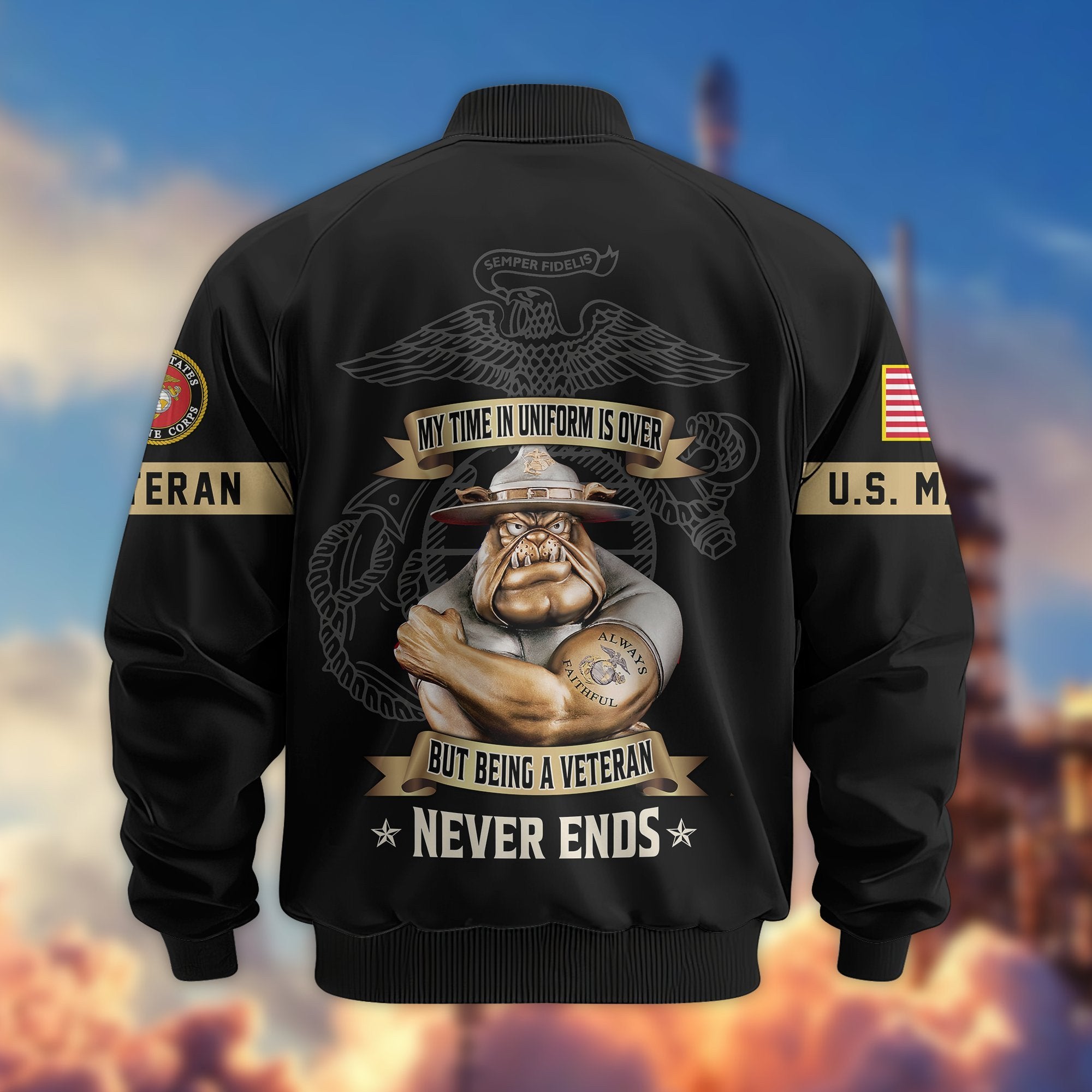 Premium US Veterans Bomber Jacket BPHN190812, Gifts For US Veterans, Gifts On Father's Day, Veterans Day.