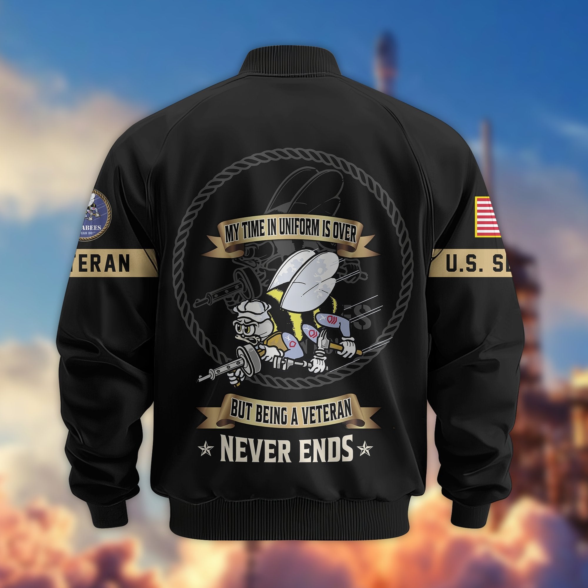 Premium US Veterans Bomber Jacket BPHN190812, Gifts For US Veterans, Gifts On Father's Day, Veterans Day.