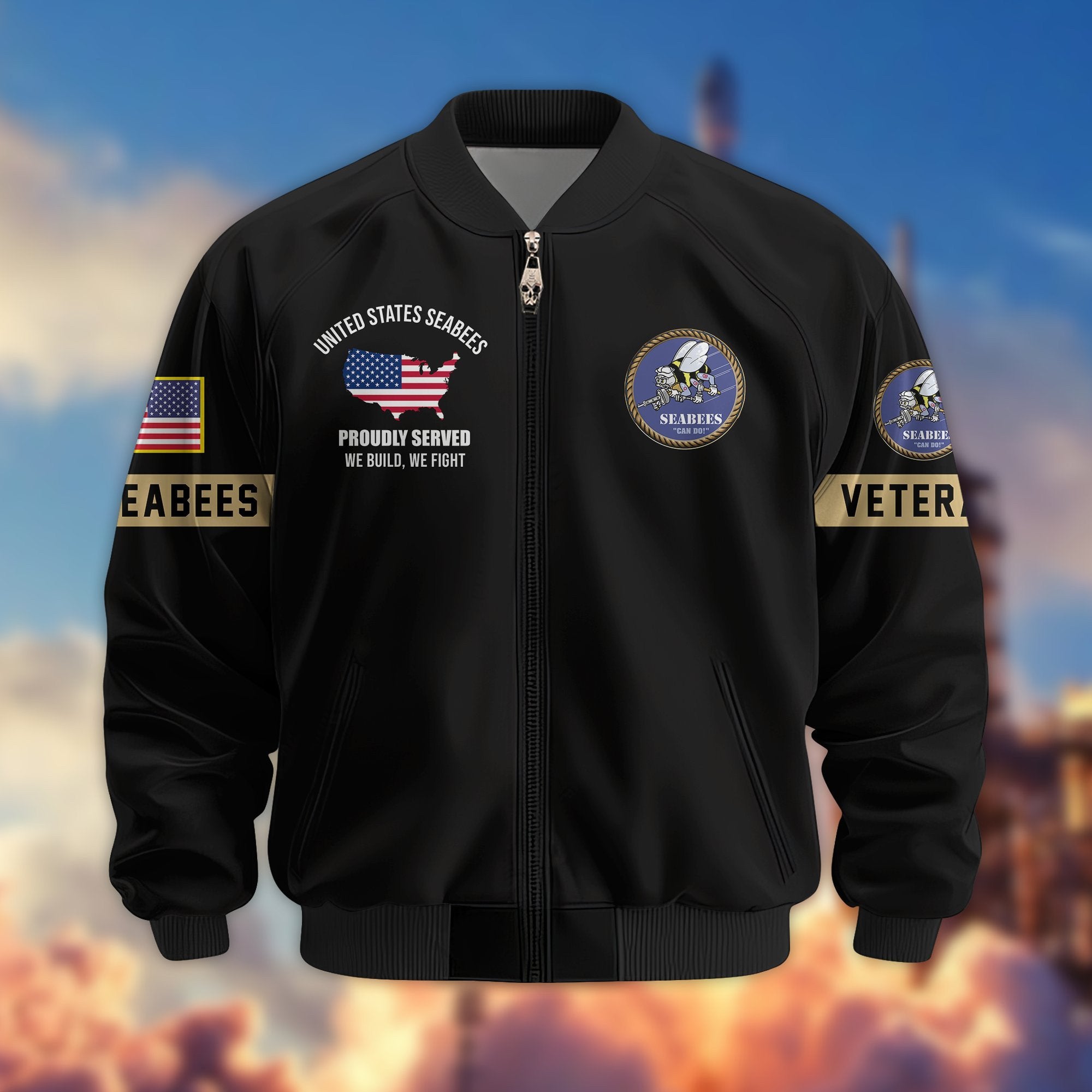 Premium US Veterans Bomber Jacket BPHN190812, Gifts For US Veterans, Gifts On Father's Day, Veterans Day.
