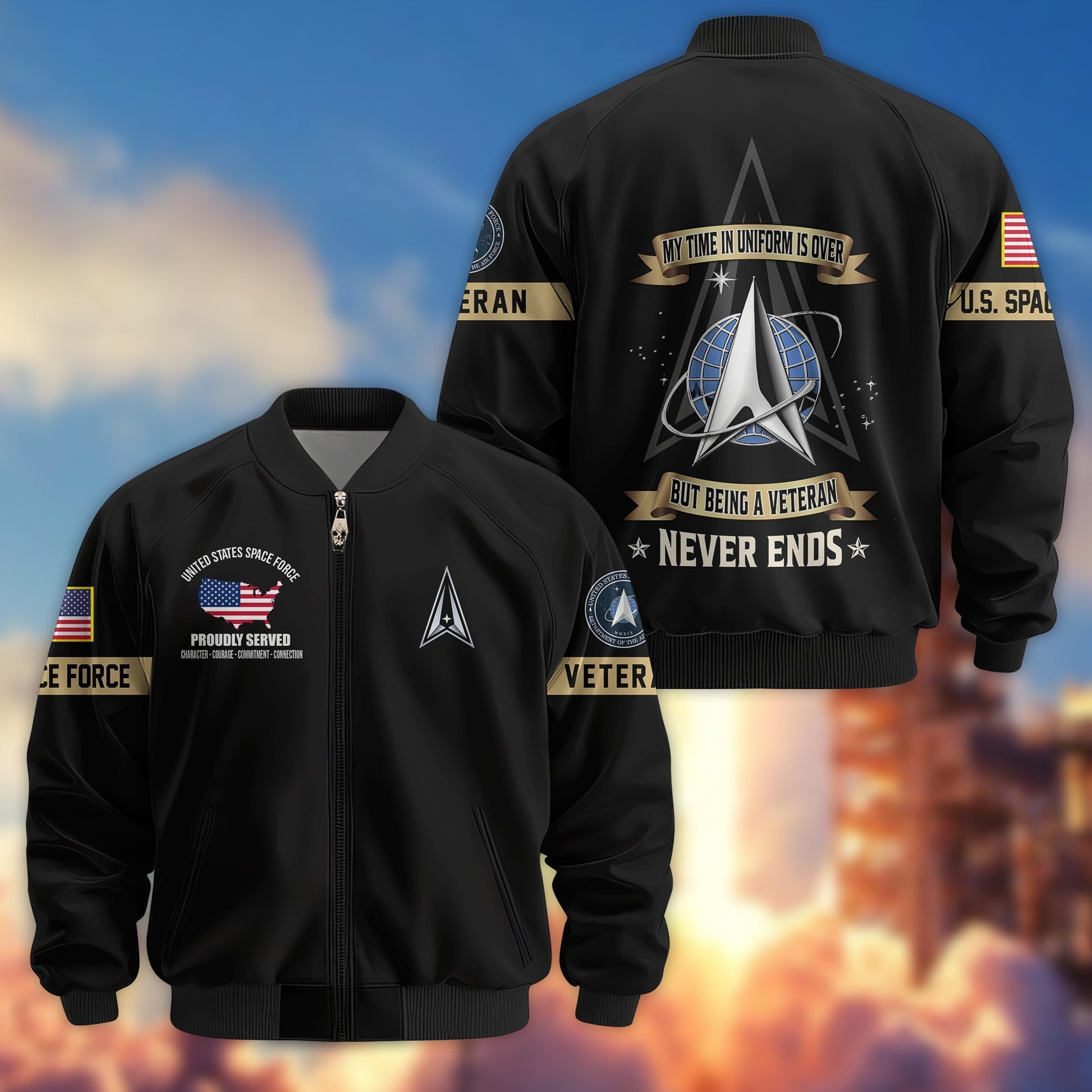 Premium US Veterans Bomber Jacket BPHN190812, Gifts For US Veterans, Gifts On Father's Day, Veterans Day.