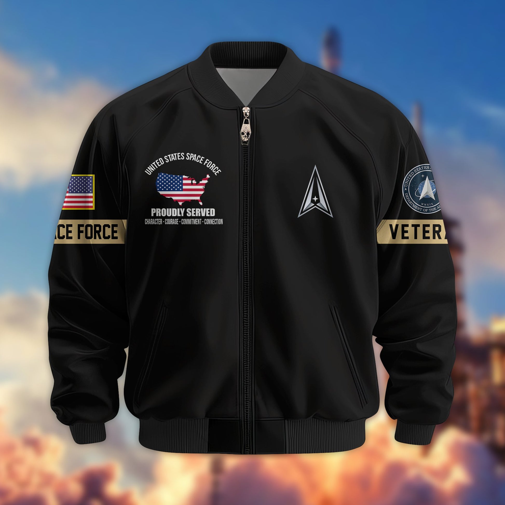 Premium US Veterans Bomber Jacket BPHN190812, Gifts For US Veterans, Gifts On Father's Day, Veterans Day.