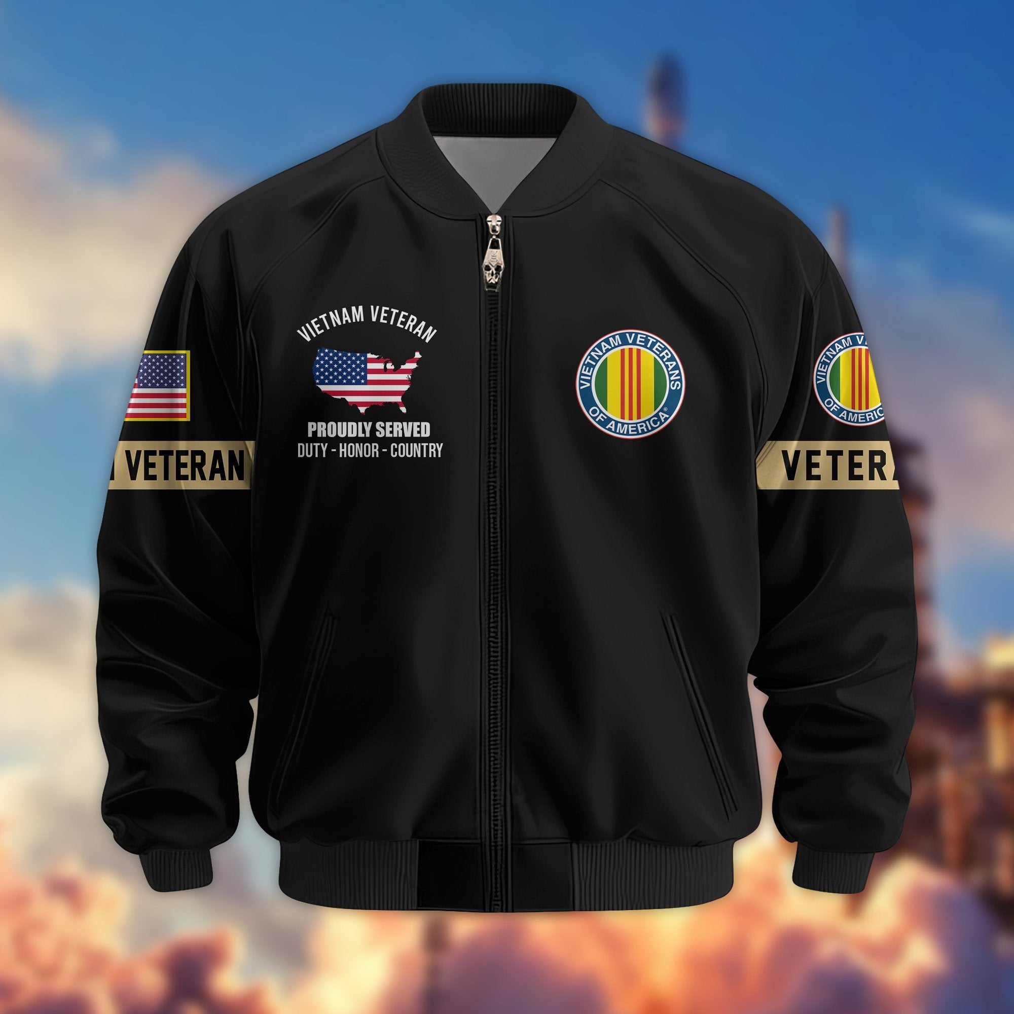 Premium US Veterans Bomber Jacket BPHN190812, Gifts For US Veterans, Gifts On Father's Day, Veterans Day.