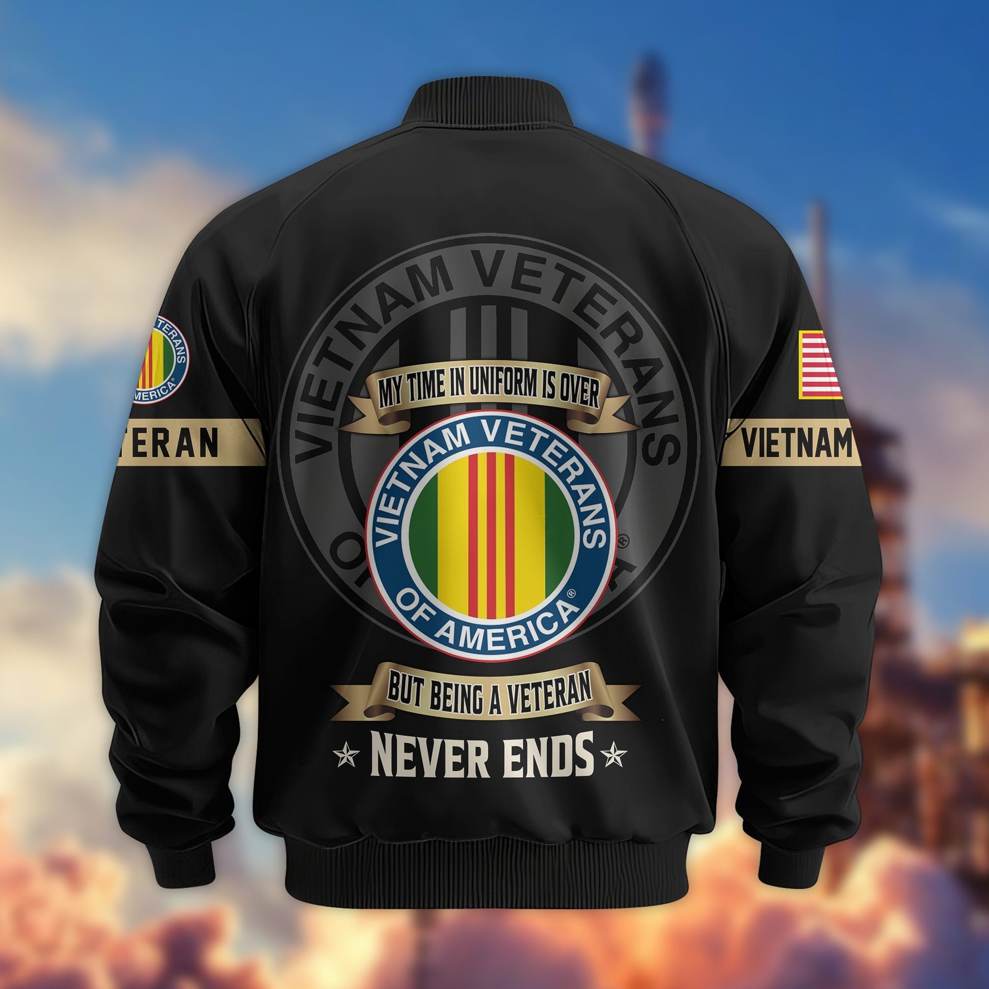 Premium US Veterans Bomber Jacket BPHN190812, Gifts For US Veterans, Gifts On Father's Day, Veterans Day.