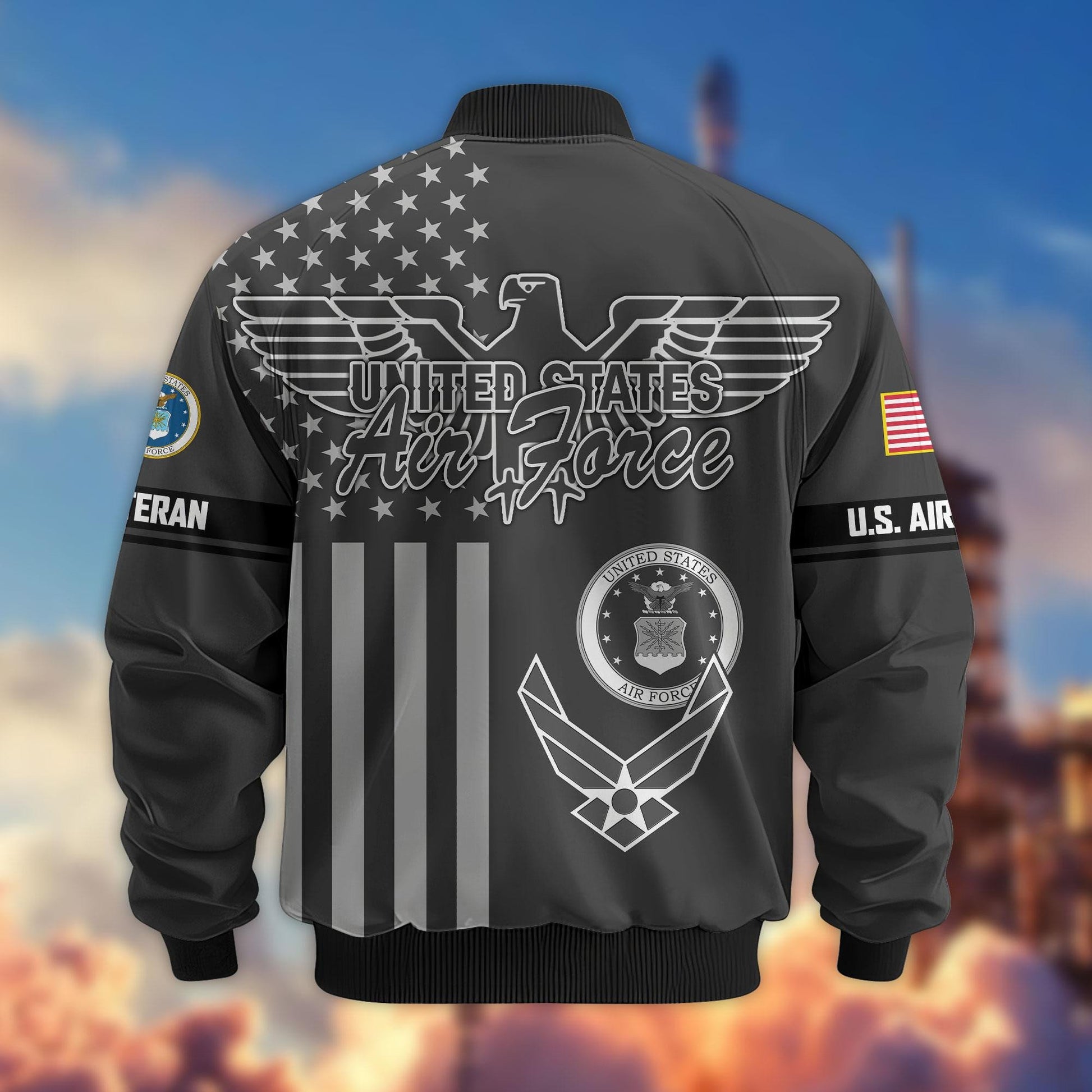 Premium US Veterans Bomber Jacket ATTN100921, Gifts For US Veterans, Gifts On Father's Day, Veterans Day.