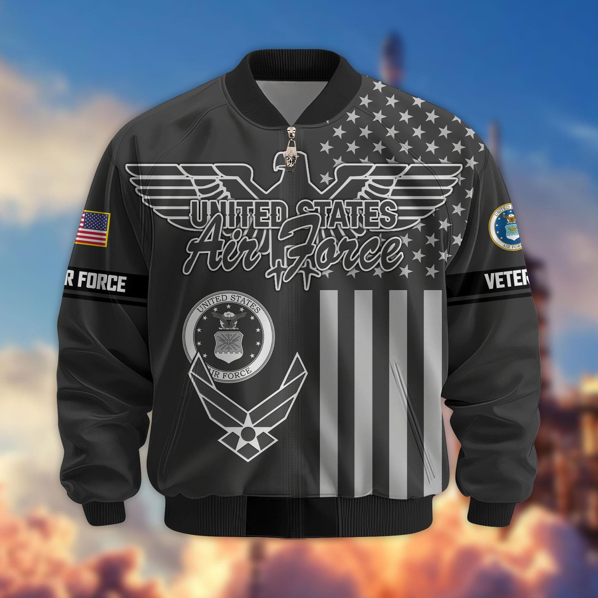 Premium US Veterans Bomber Jacket ATTN100921, Gifts For US Veterans, Gifts On Father's Day, Veterans Day.