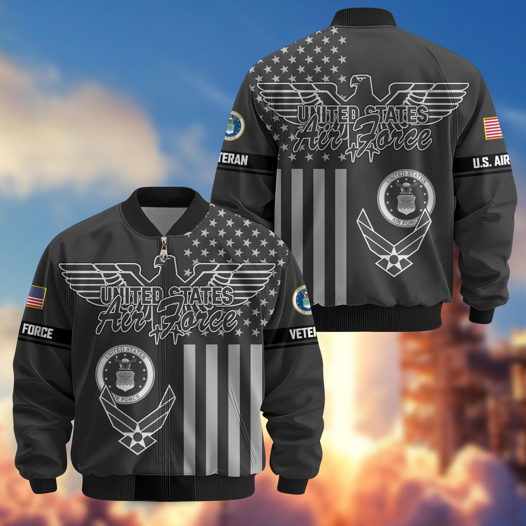 Premium US Veterans Bomber Jacket ATTN100921, Gifts For US Veterans, Gifts On Father's Day, Veterans Day.