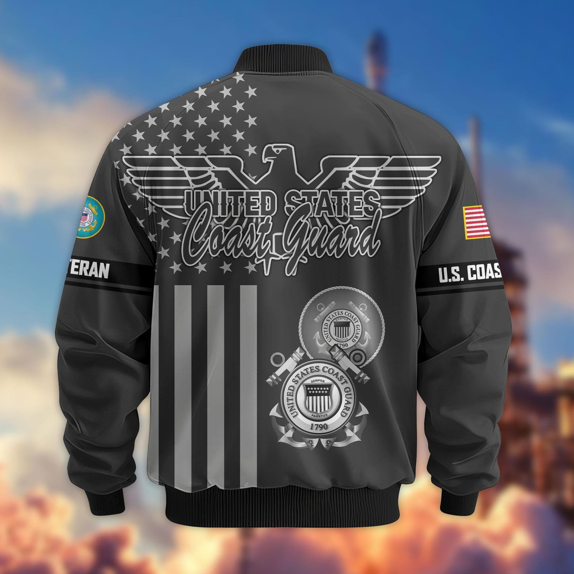 Premium US Veterans Bomber Jacket ATTN100921, Gifts For US Veterans, Gifts On Father's Day, Veterans Day.