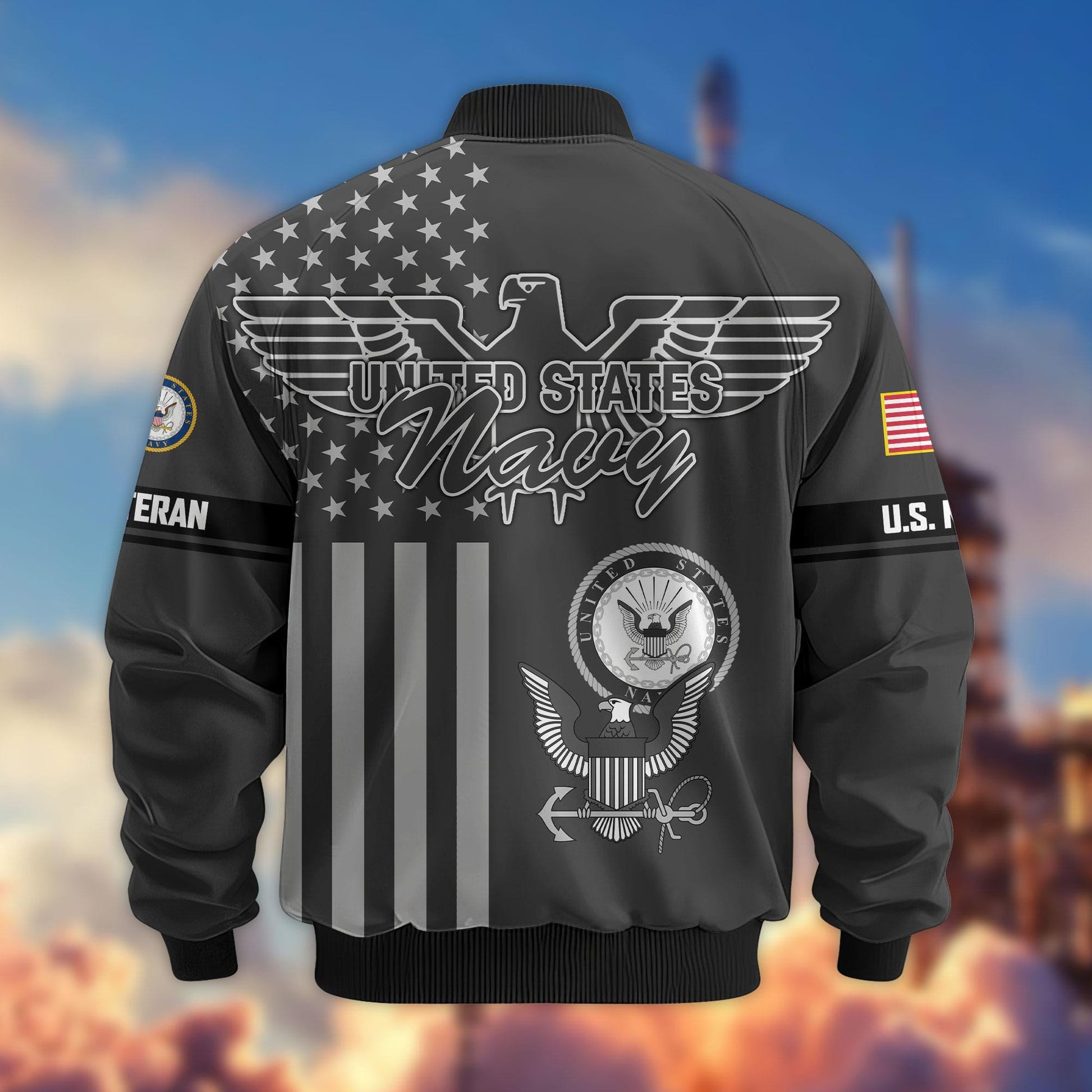 Premium US Veterans Bomber Jacket ATTN100921, Gifts For US Veterans, Gifts On Father's Day, Veterans Day.