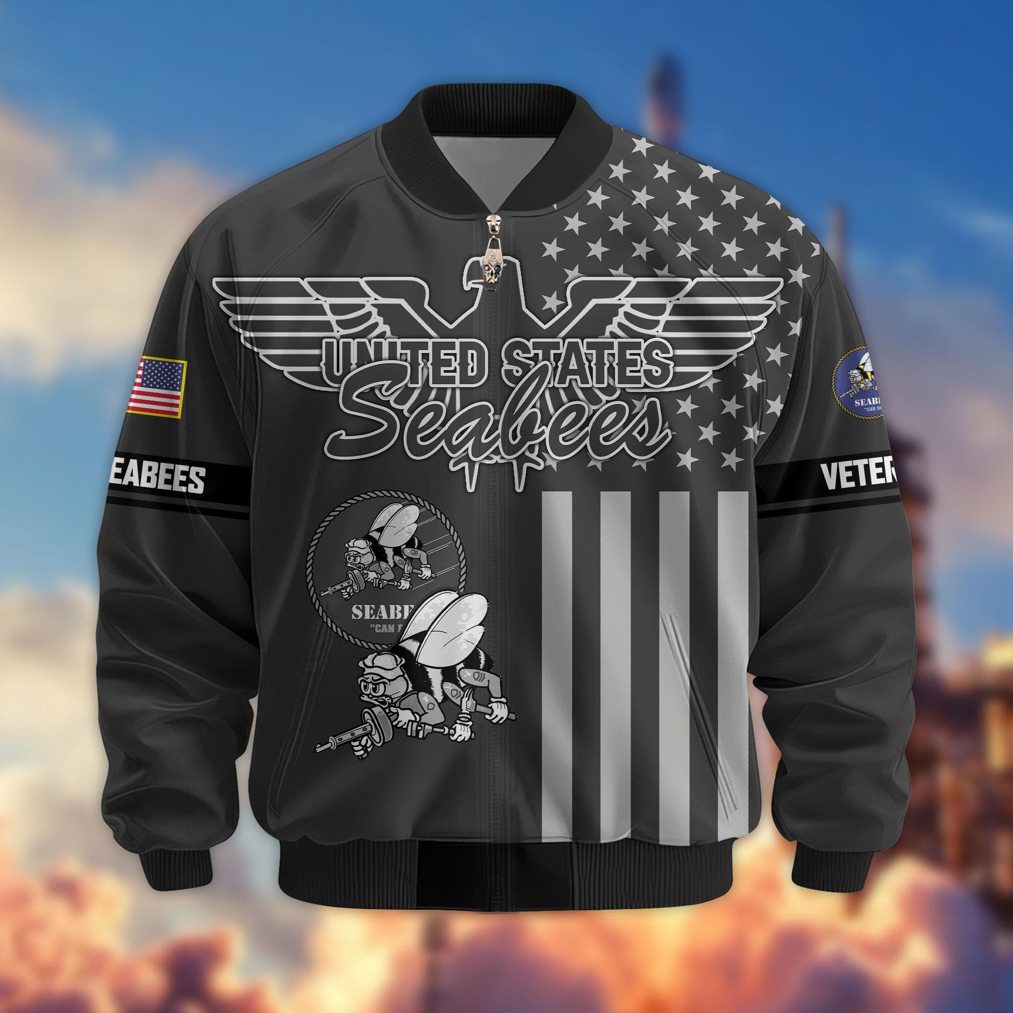 Premium US Veterans Bomber Jacket ATTN100921, Gifts For US Veterans, Gifts On Father's Day, Veterans Day.