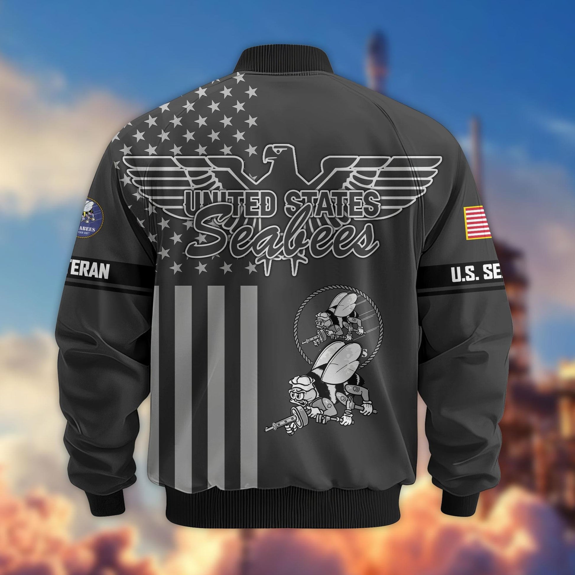 Premium US Veterans Bomber Jacket ATTN100921, Gifts For US Veterans, Gifts On Father's Day, Veterans Day.