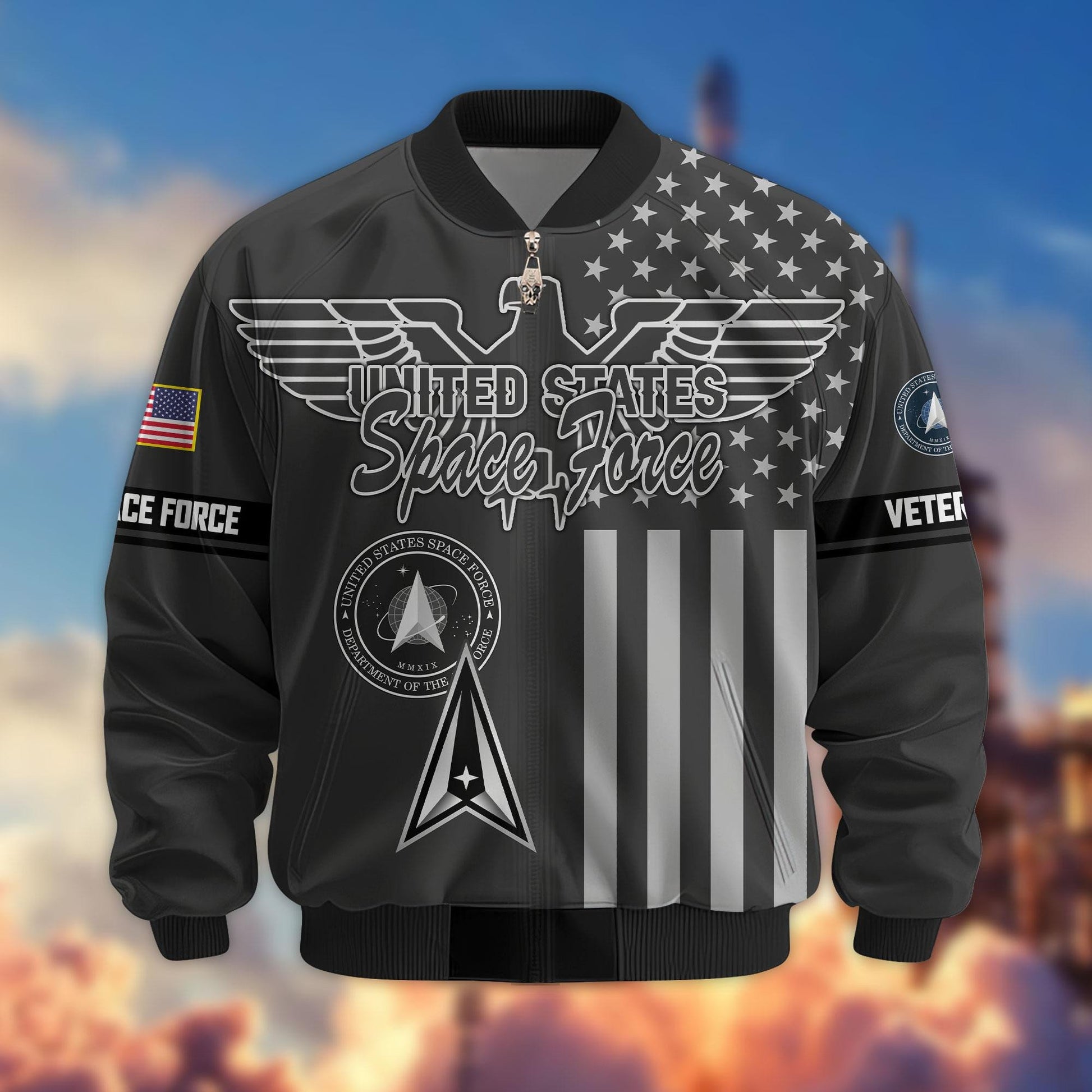Premium US Veterans Bomber Jacket ATTN100921, Gifts For US Veterans, Gifts On Father's Day, Veterans Day.