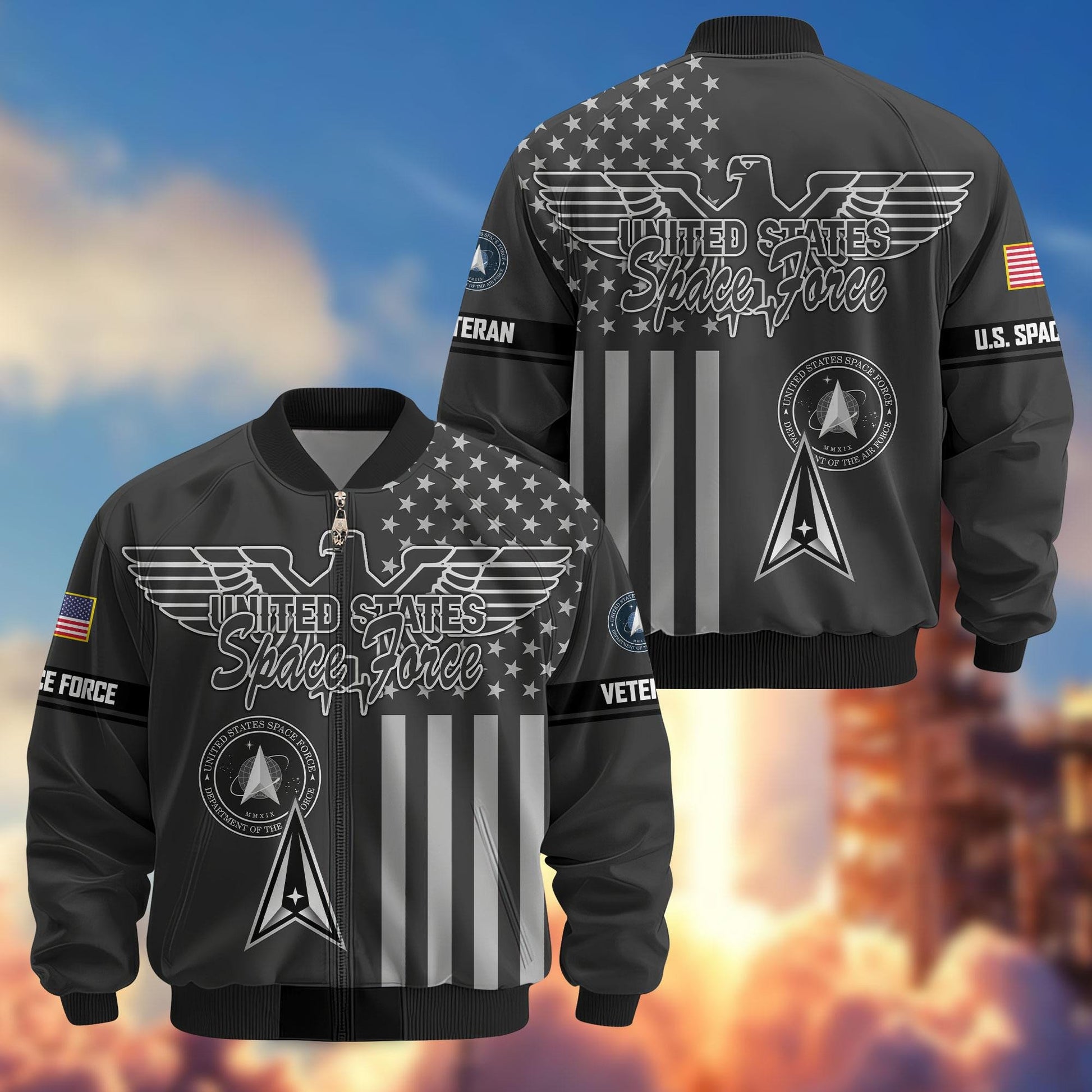 Premium US Veterans Bomber Jacket ATTN100921, Gifts For US Veterans, Gifts On Father's Day, Veterans Day.