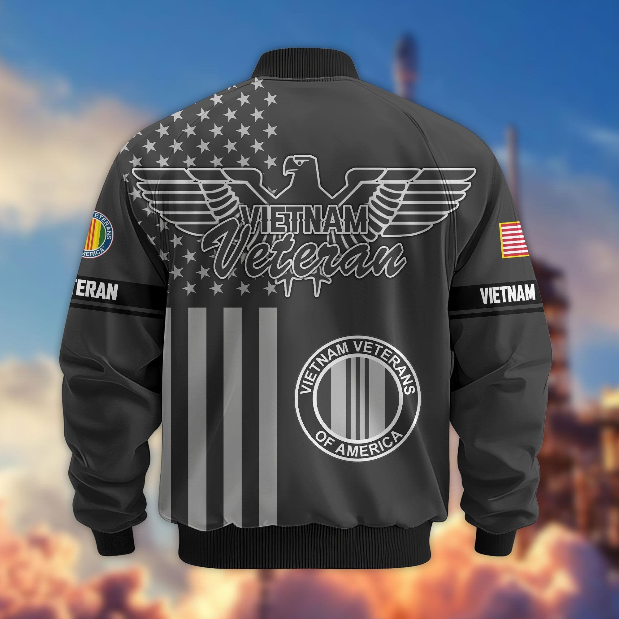 Premium US Veterans Bomber Jacket ATTN100921, Gifts For US Veterans, Gifts On Father's Day, Veterans Day.