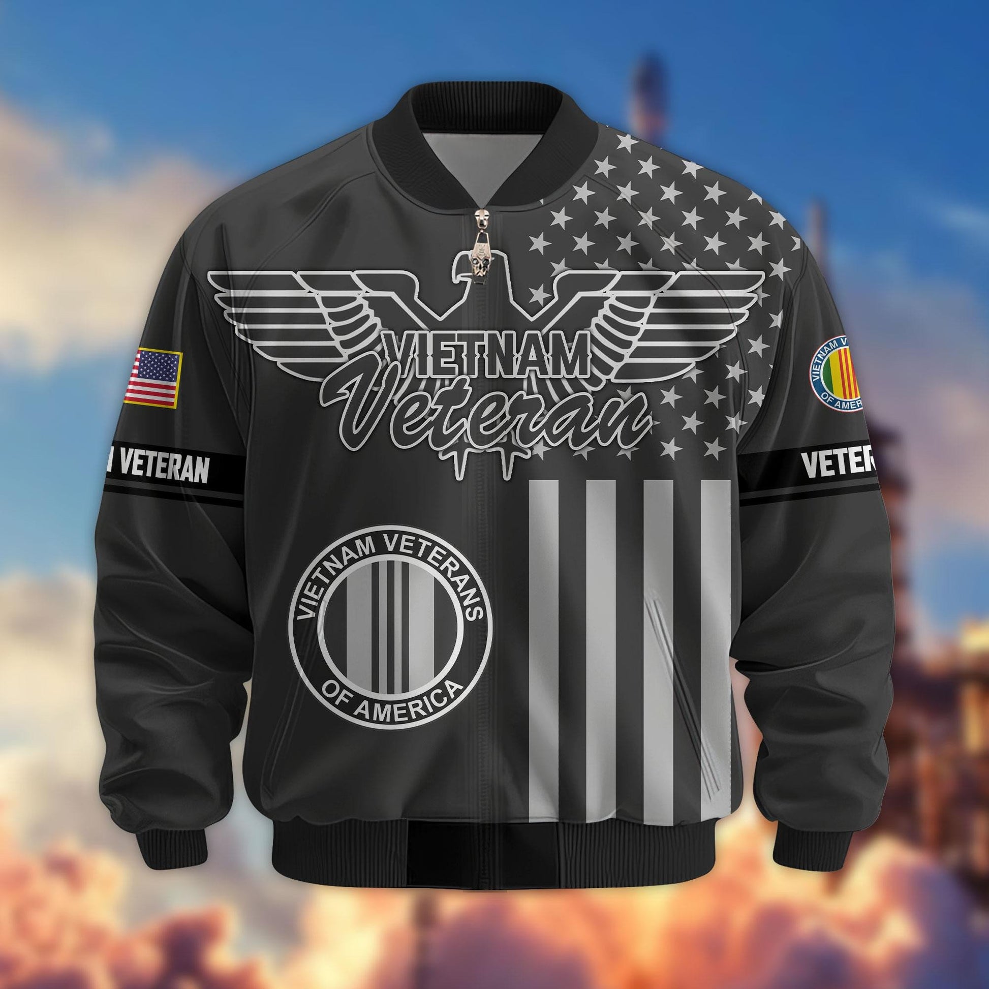 Premium US Veterans Bomber Jacket ATTN100921, Gifts For US Veterans, Gifts On Father's Day, Veterans Day.