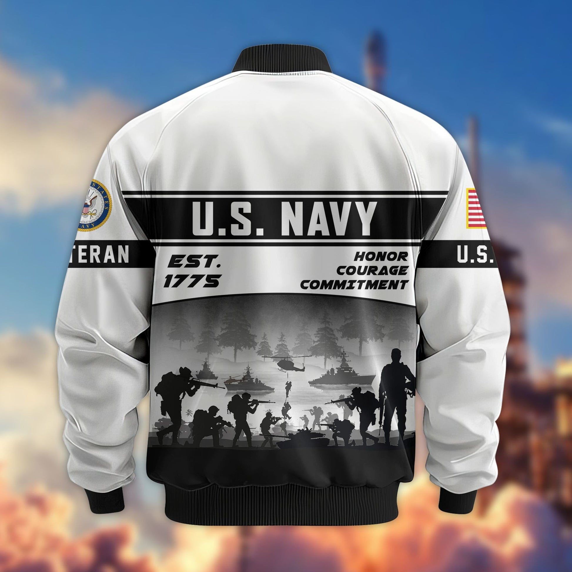 Premium US Veterans Bomber Jacket BPHN250915, Gifts For US Veterans, Gifts On Father's Day, Veterans Day.