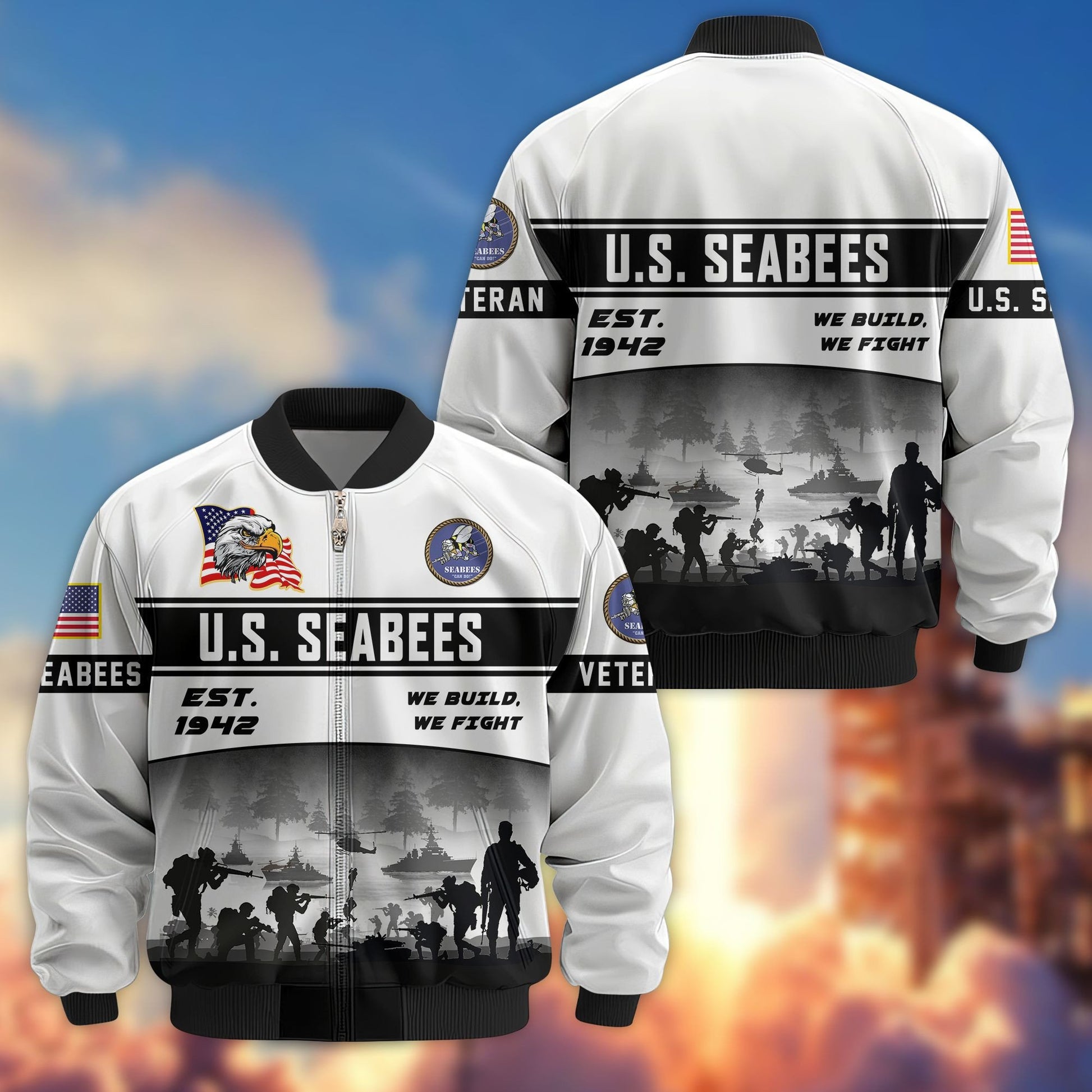 Premium US Veterans Bomber Jacket BPHN250915, Gifts For US Veterans, Gifts On Father's Day, Veterans Day.