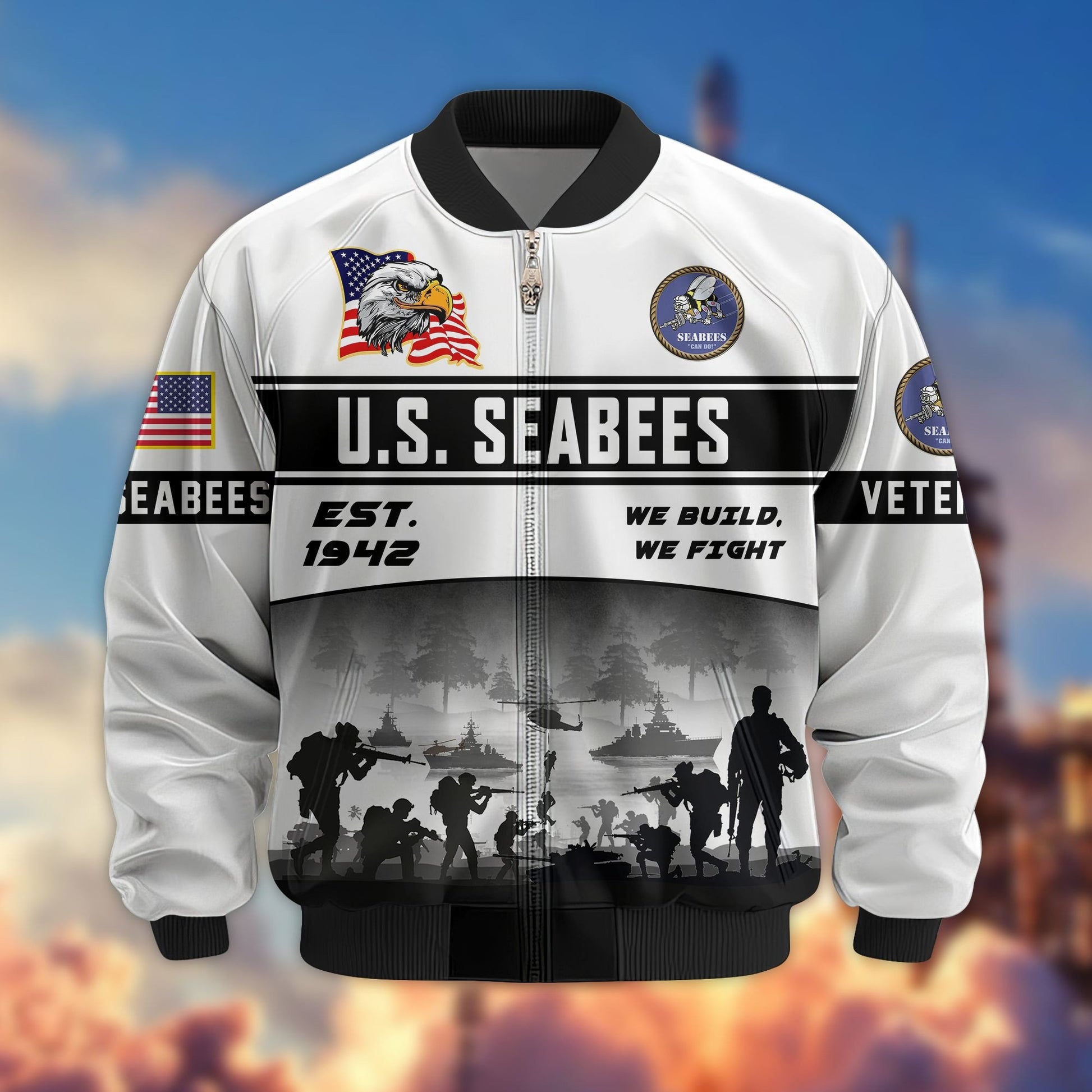 Premium US Veterans Bomber Jacket BPHN250915, Gifts For US Veterans, Gifts On Father's Day, Veterans Day.