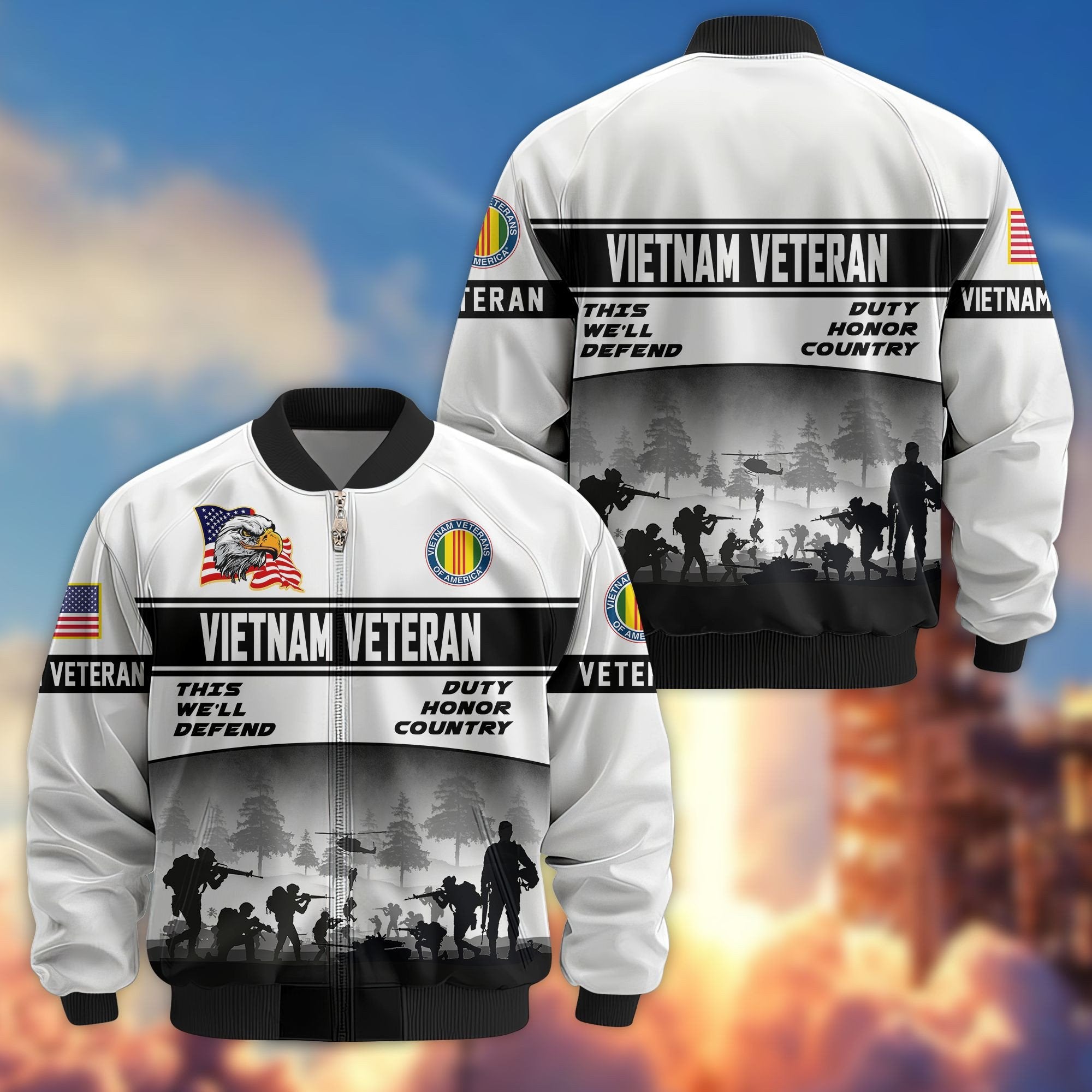 Premium US Veterans Bomber Jacket BPHN250915, Gifts For US Veterans, Gifts On Father's Day, Veterans Day.