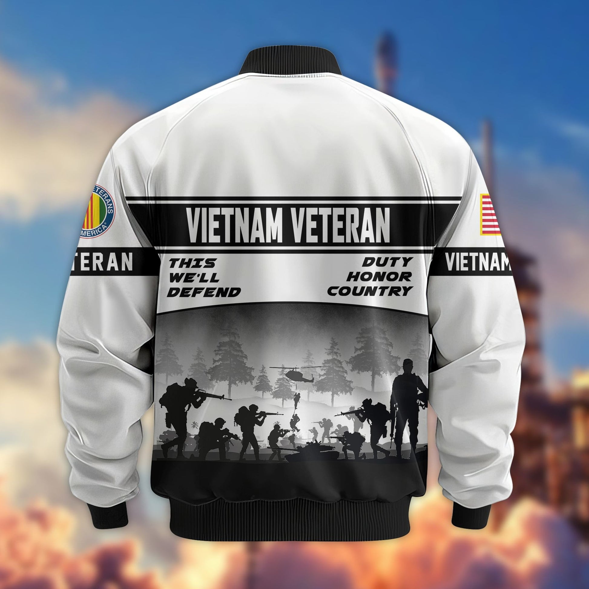 Premium US Veterans Bomber Jacket BPHN250915, Gifts For US Veterans, Gifts On Father's Day, Veterans Day.