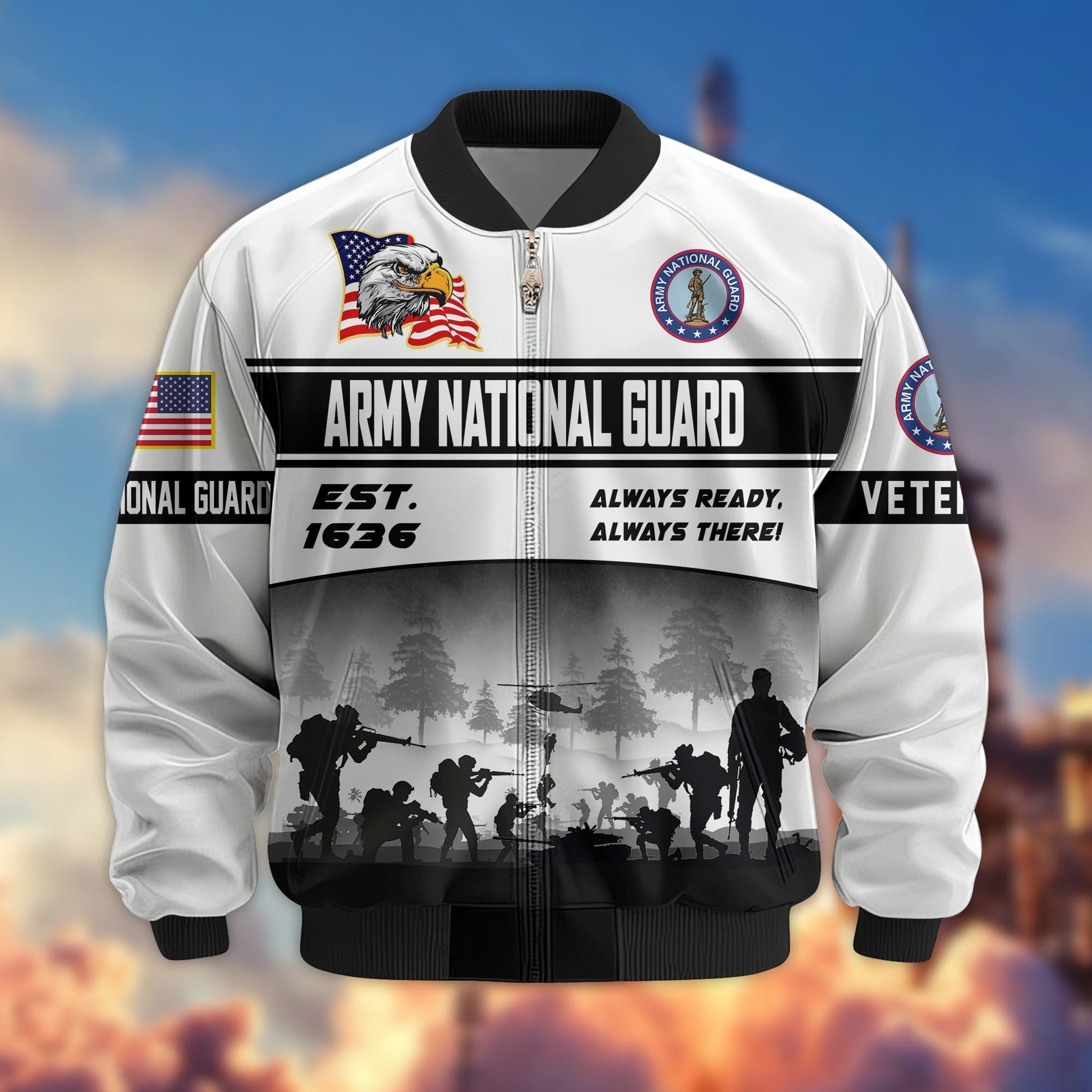 Premium US Veterans Bomber Jacket BPHN250915, Gifts For US Veterans, Gifts On Father's Day, Veterans Day.