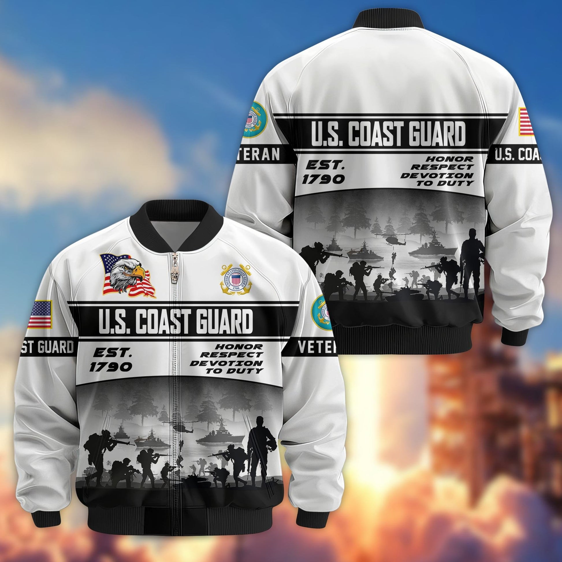 Premium US Veterans Bomber Jacket BPHN250915, Gifts For US Veterans, Gifts On Father's Day, Veterans Day.