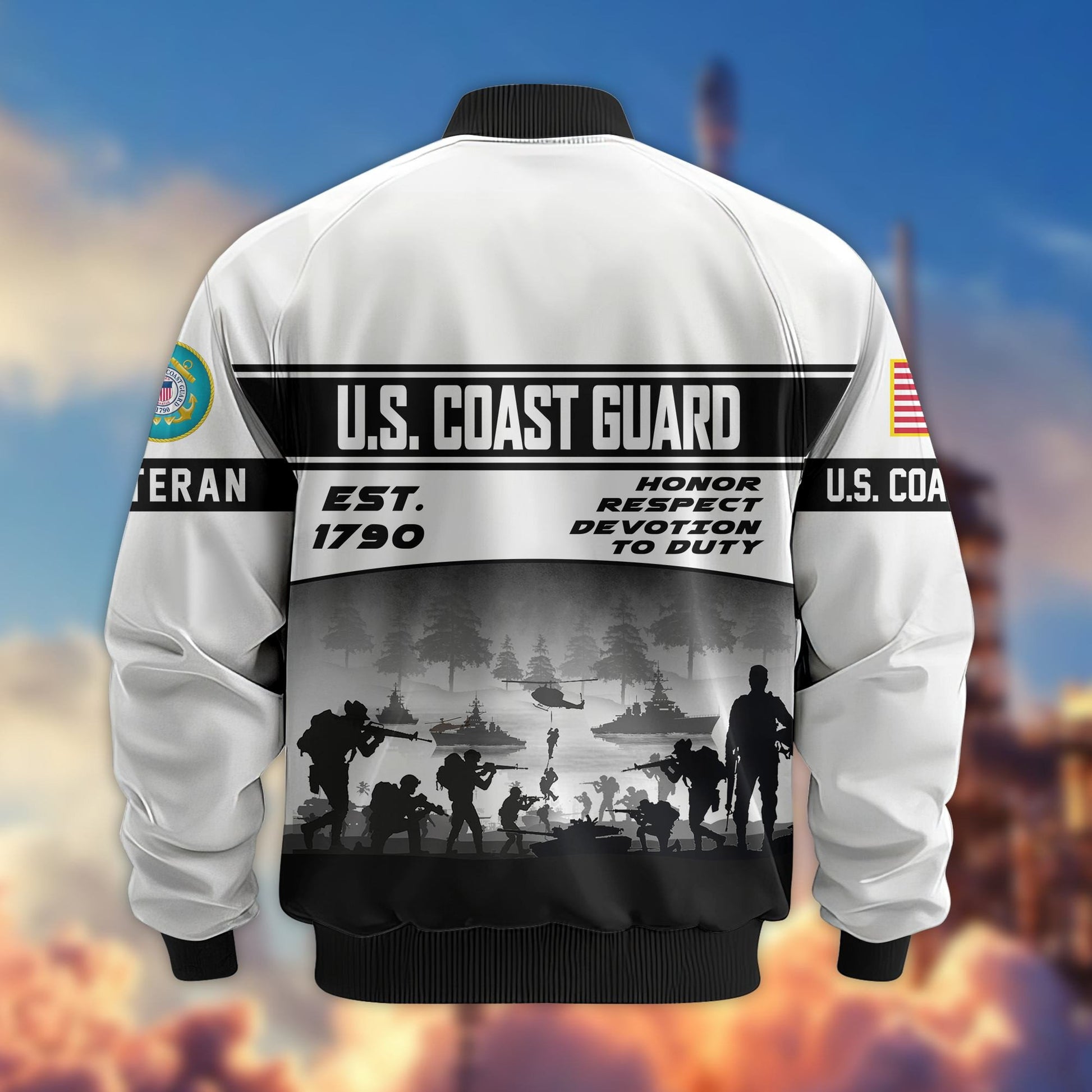 Premium US Veterans Bomber Jacket BPHN250915, Gifts For US Veterans, Gifts On Father's Day, Veterans Day.