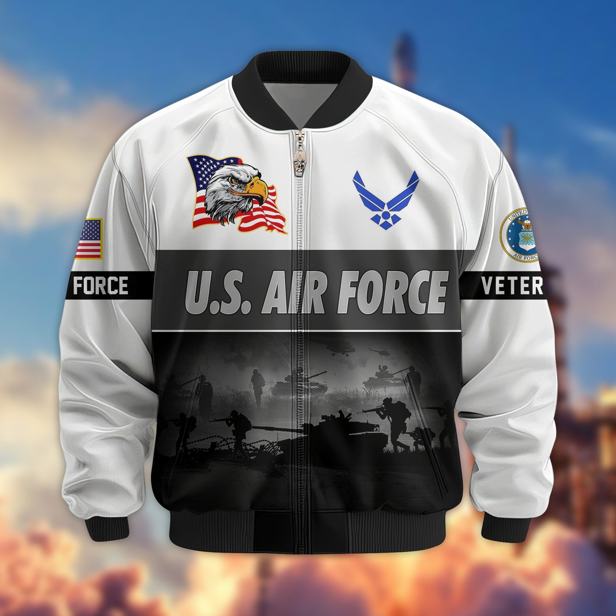 Premium US Veterans Bomber Jacket BPHN180913, Gifts For US Veterans, Gifts On Father's Day, Veterans Day.