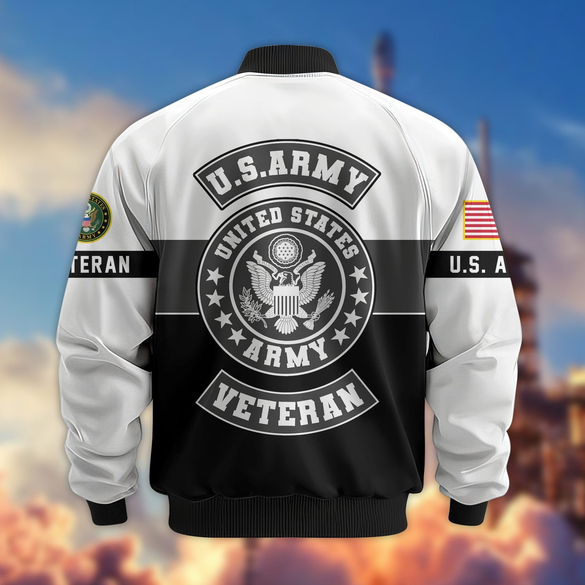 Premium US Veterans Bomber Jacket BPHN180913, Gifts For US Veterans, Gifts On Father's Day, Veterans Day.