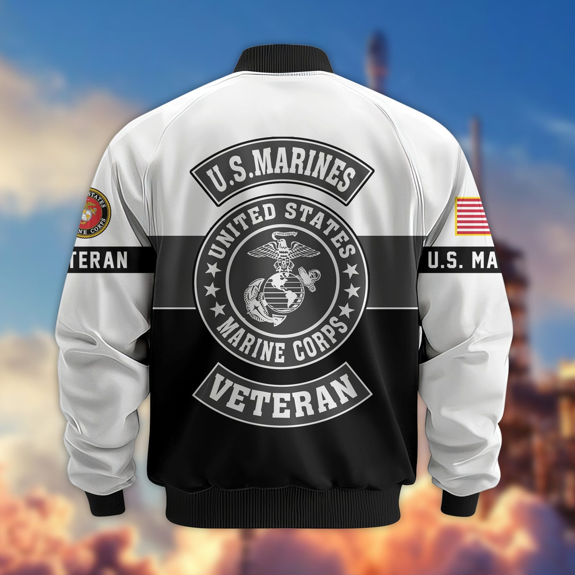 Premium US Veterans Bomber Jacket BPHN180913, Gifts For US Veterans, Gifts On Father's Day, Veterans Day.