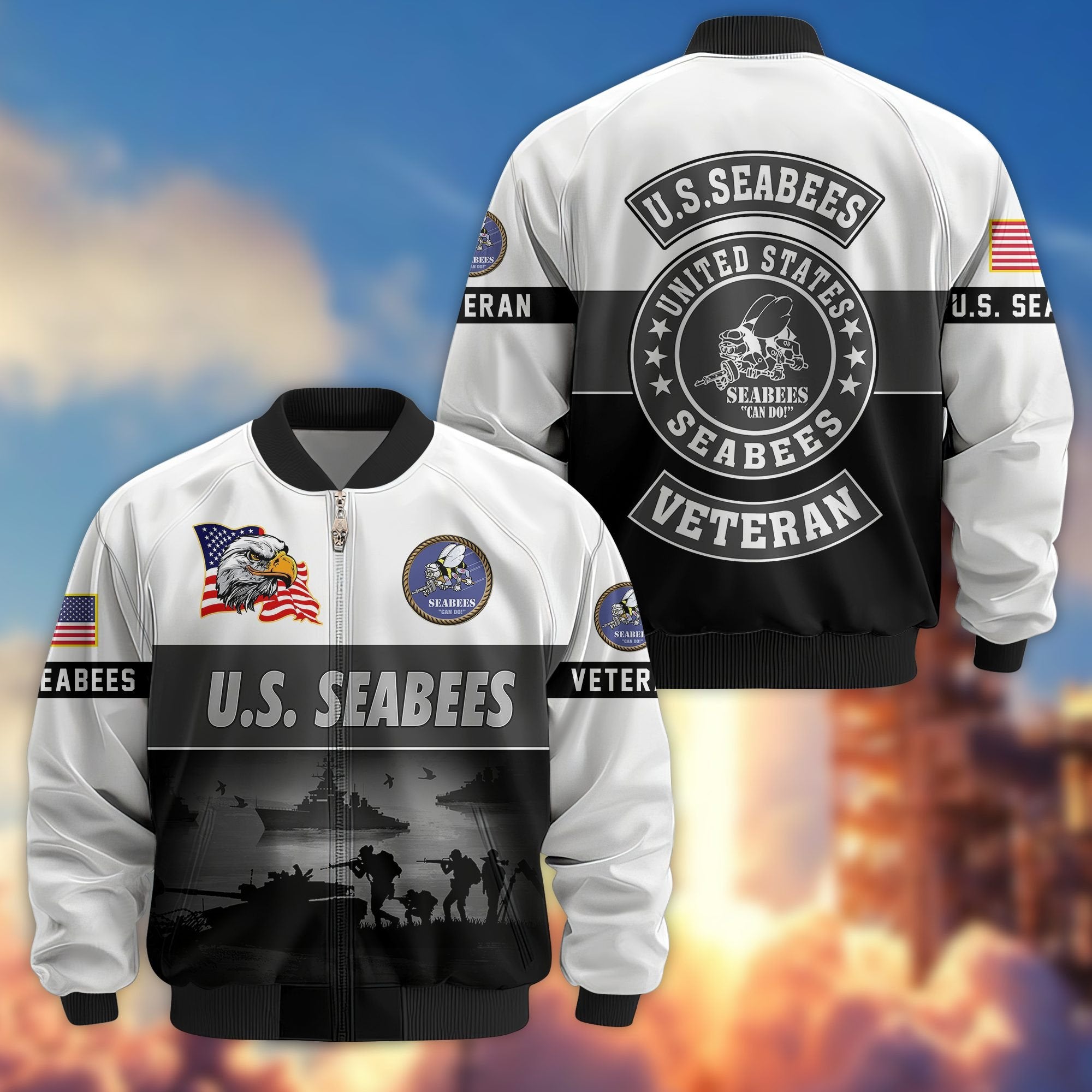 Premium US Veterans Bomber Jacket BPHN180913, Gifts For US Veterans, Gifts On Father's Day, Veterans Day.