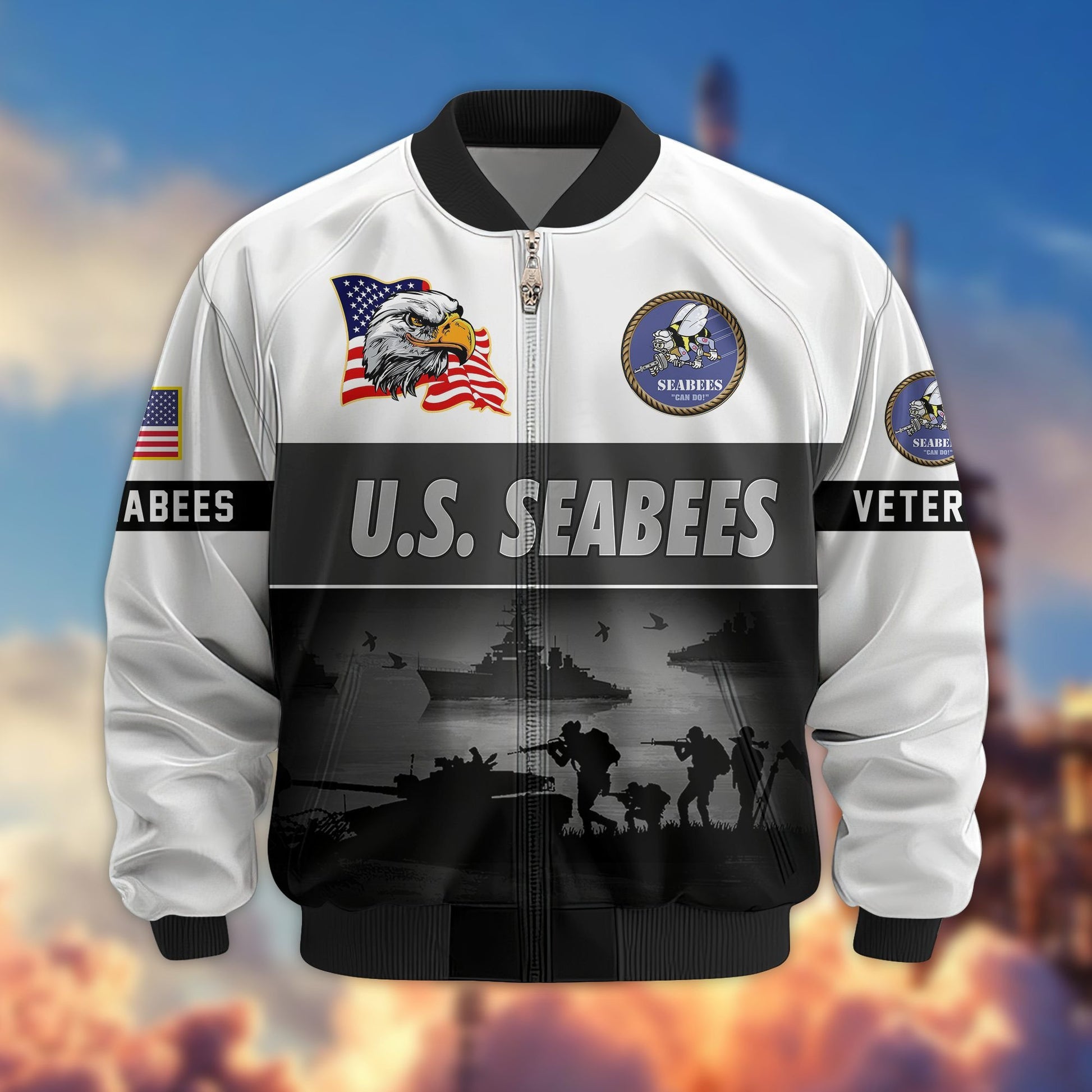 Premium US Veterans Bomber Jacket BPHN180913, Gifts For US Veterans, Gifts On Father's Day, Veterans Day.