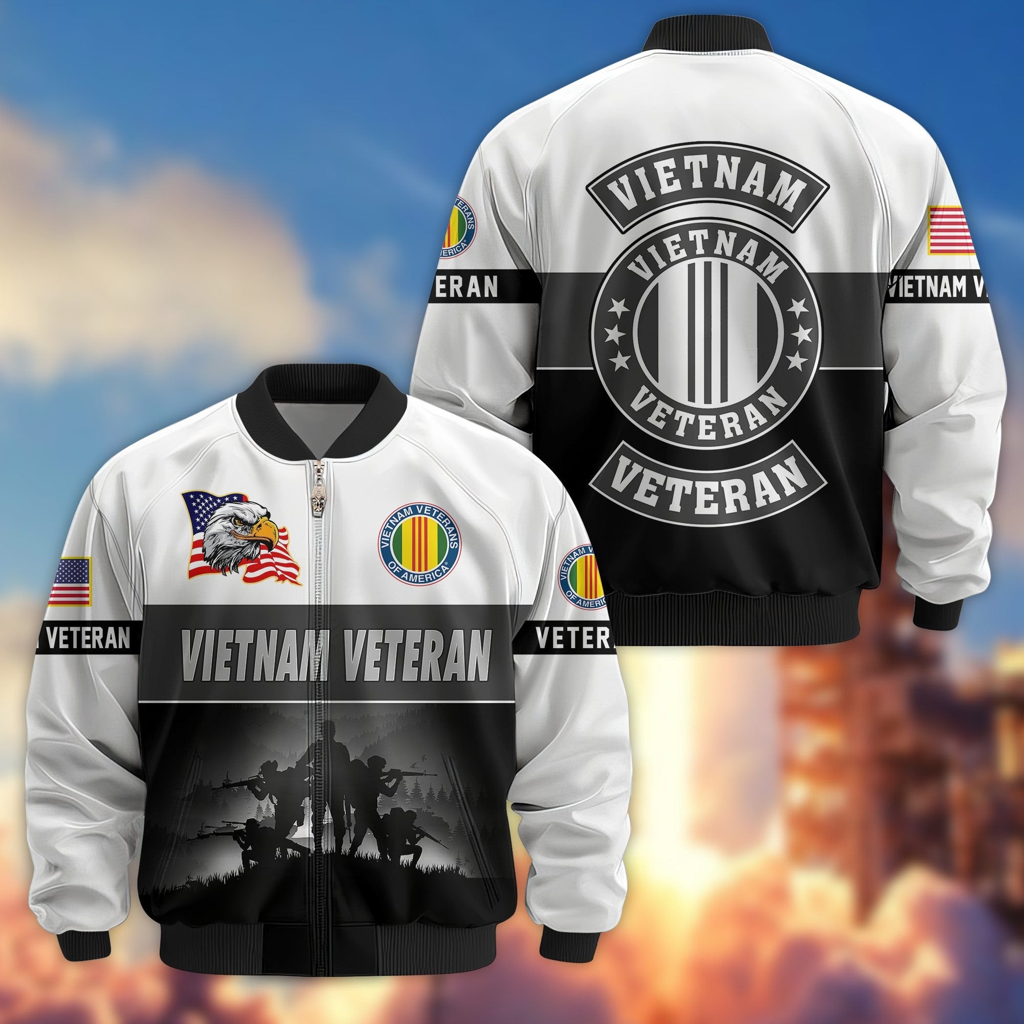 Premium US Veterans Bomber Jacket BPHN180913, Gifts For US Veterans, Gifts On Father's Day, Veterans Day.