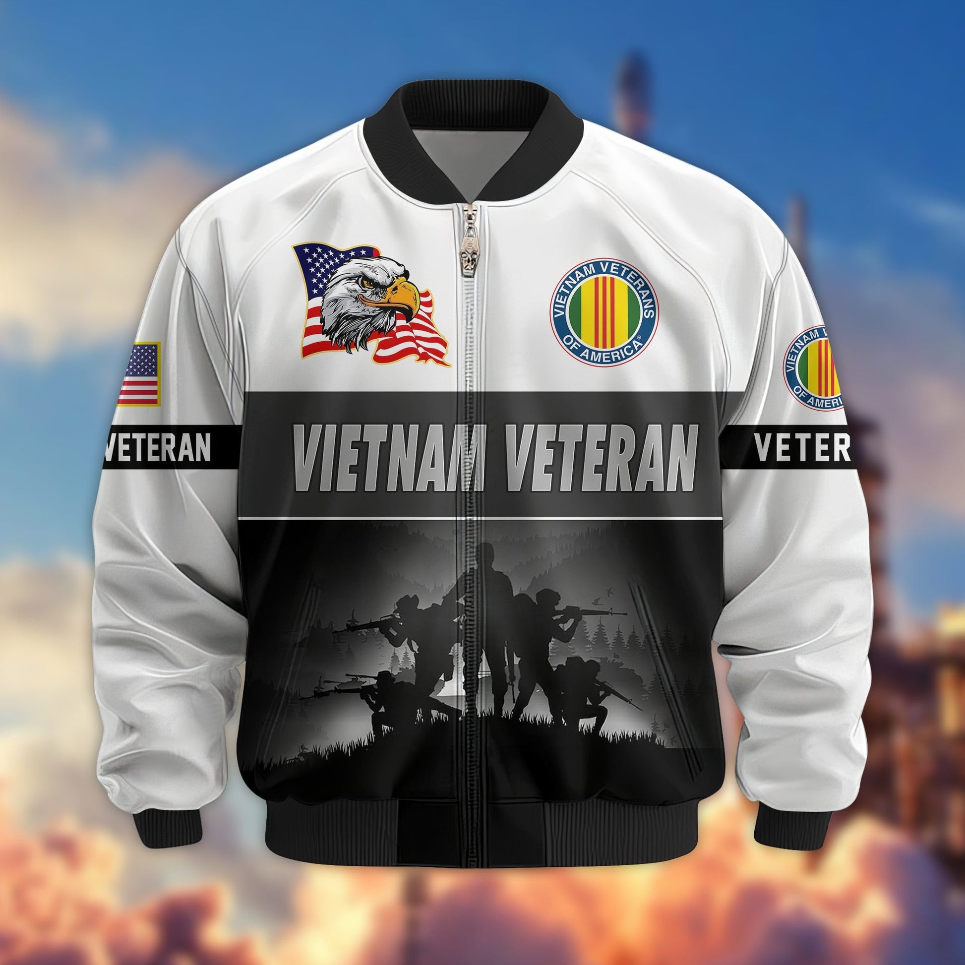 Premium US Veterans Bomber Jacket BPHN180913, Gifts For US Veterans, Gifts On Father's Day, Veterans Day.