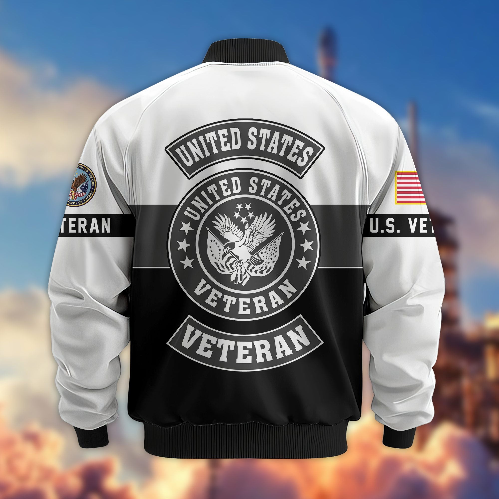 Premium US Veterans Bomber Jacket BPHN180913, Gifts For US Veterans, Gifts On Father's Day, Veterans Day.
