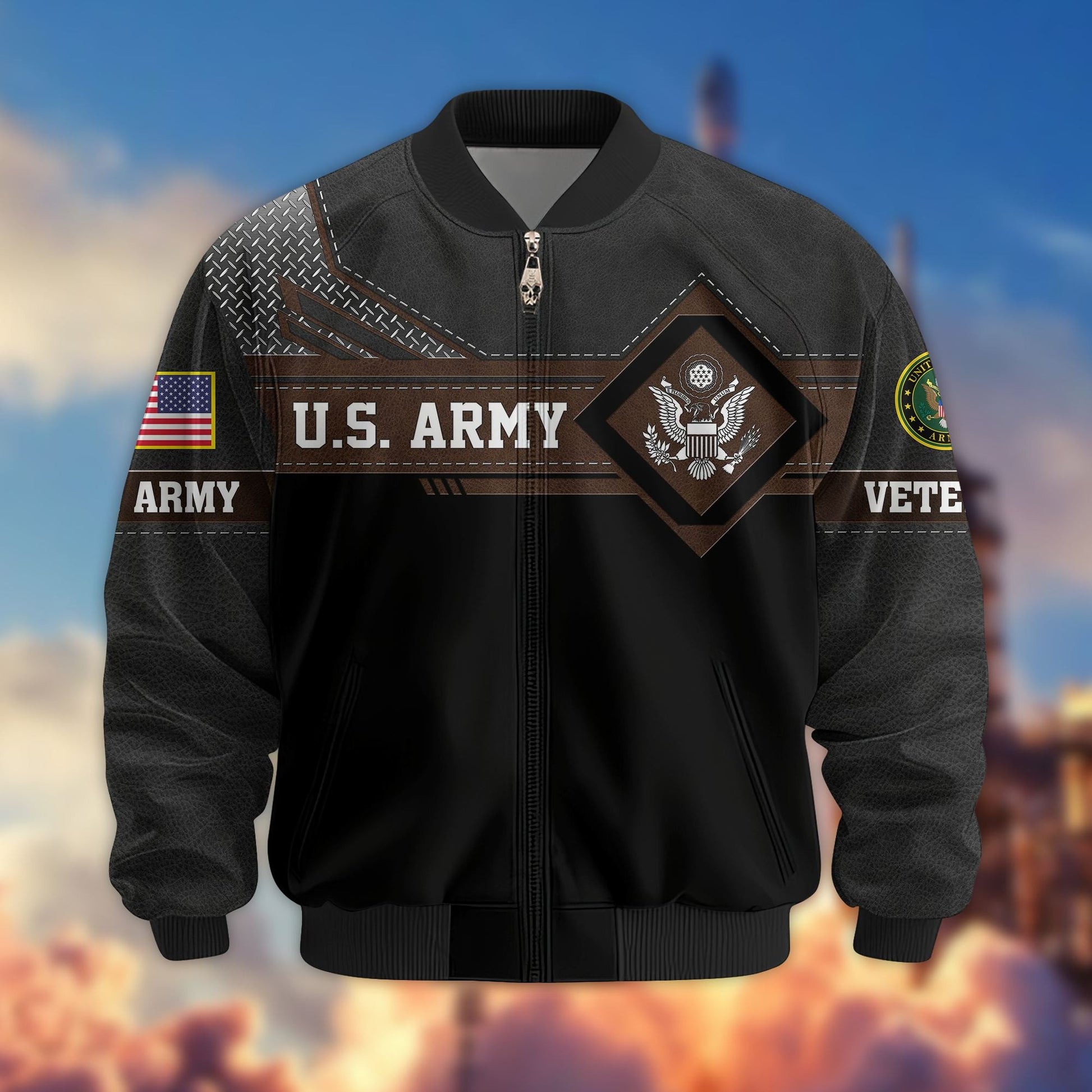 Premium US Veterans Bomber Jacket BPHN040914, Gifts For US Veterans, Gifts On Father's Day, Veterans Day.