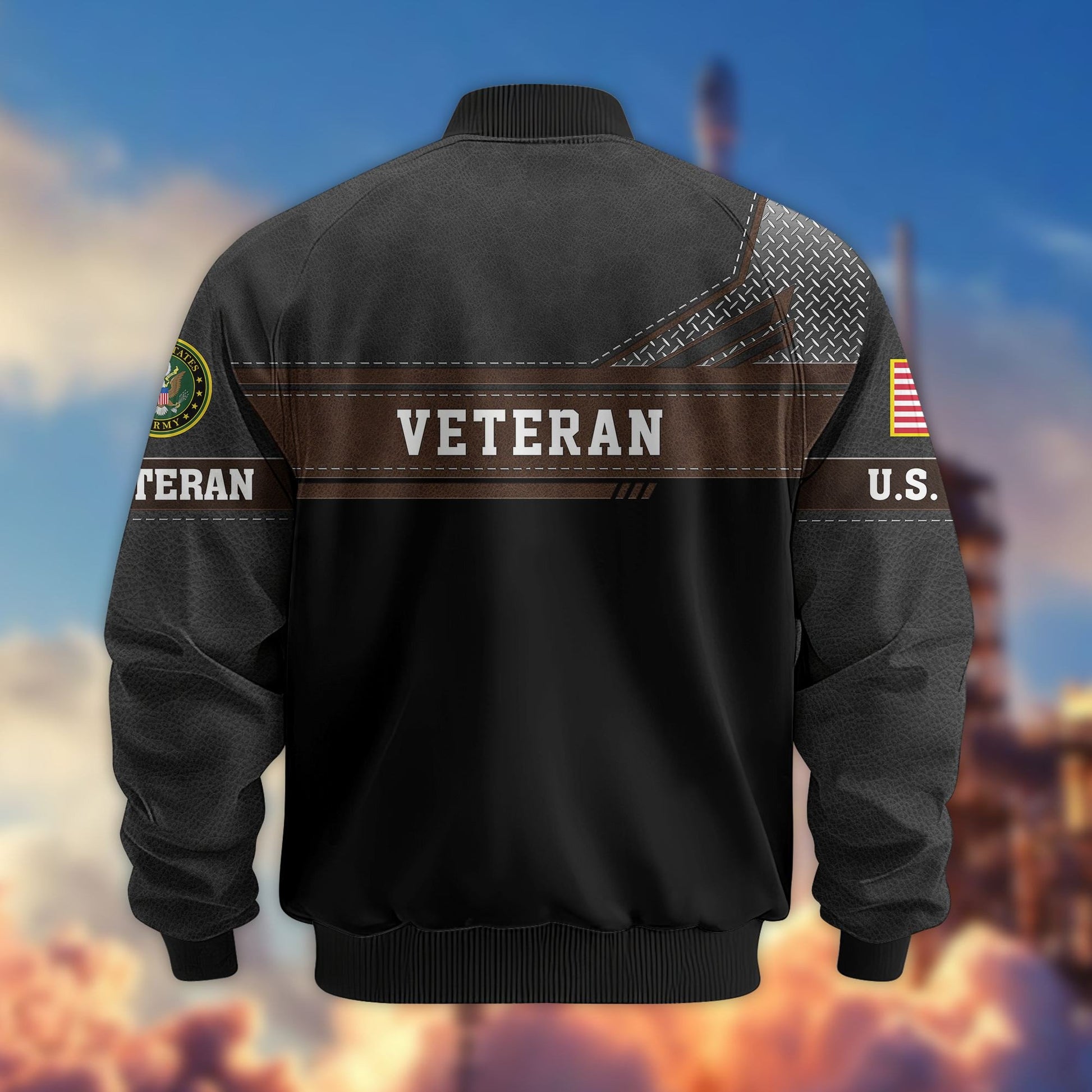 Premium US Veterans Bomber Jacket BPHN040914, Gifts For US Veterans, Gifts On Father's Day, Veterans Day.