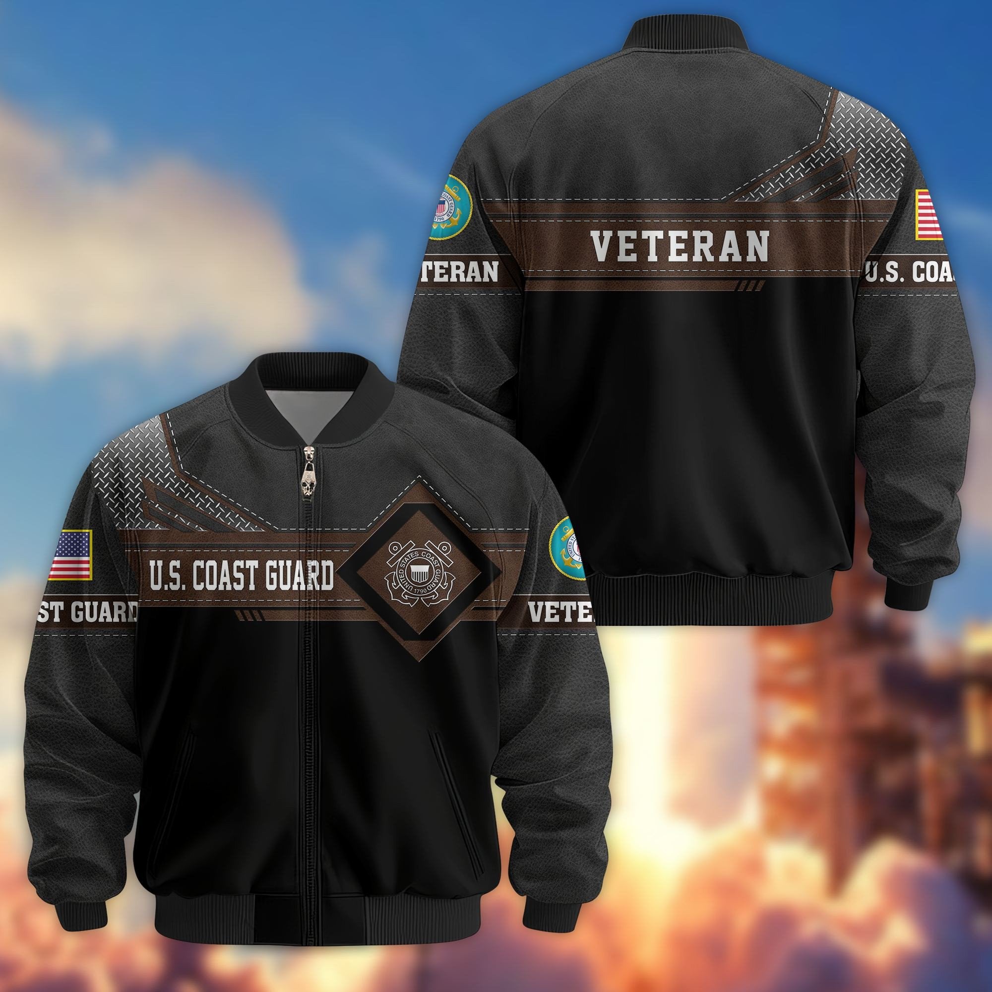 Premium US Veterans Bomber Jacket BPHN040914, Gifts For US Veterans, Gifts On Father's Day, Veterans Day.