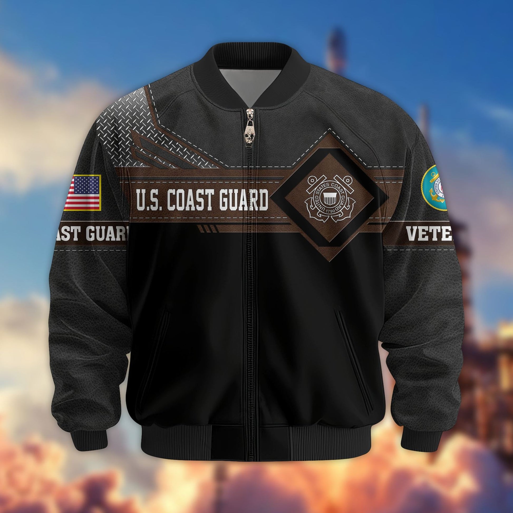 Premium US Veterans Bomber Jacket BPHN040914, Gifts For US Veterans, Gifts On Father's Day, Veterans Day.