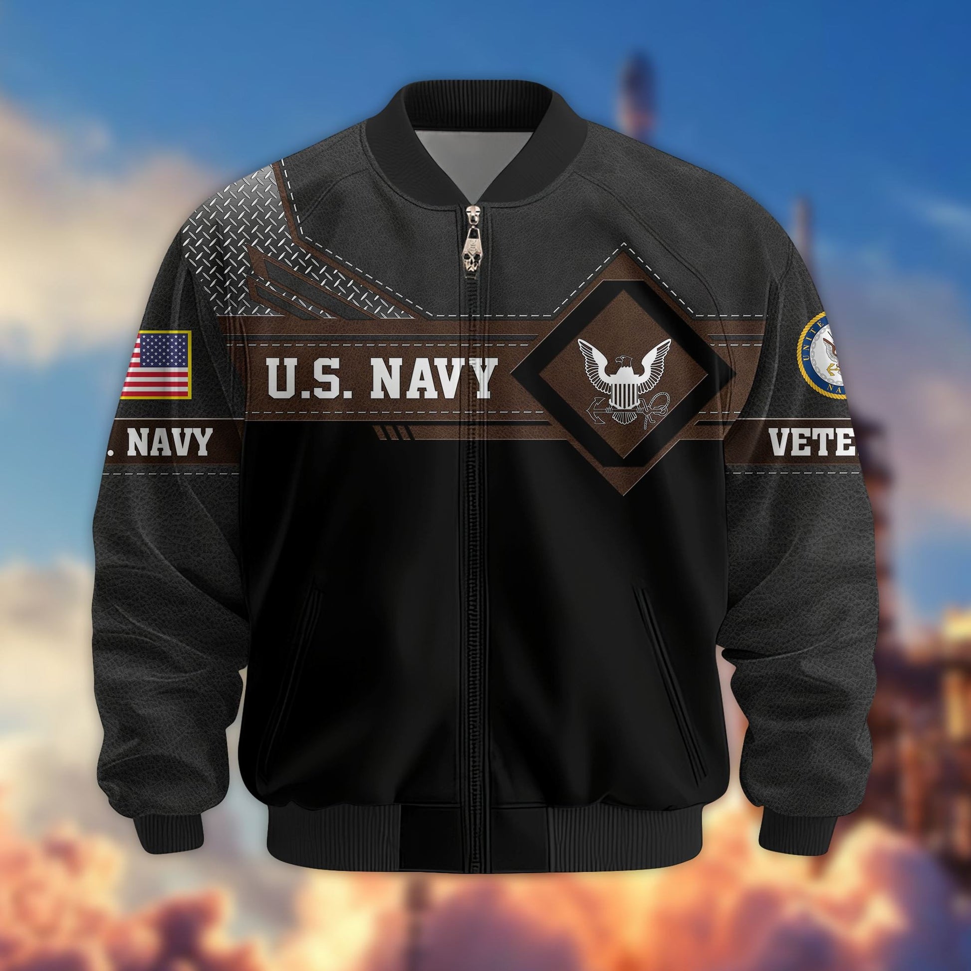Premium US Veterans Bomber Jacket BPHN040914, Gifts For US Veterans, Gifts On Father's Day, Veterans Day.