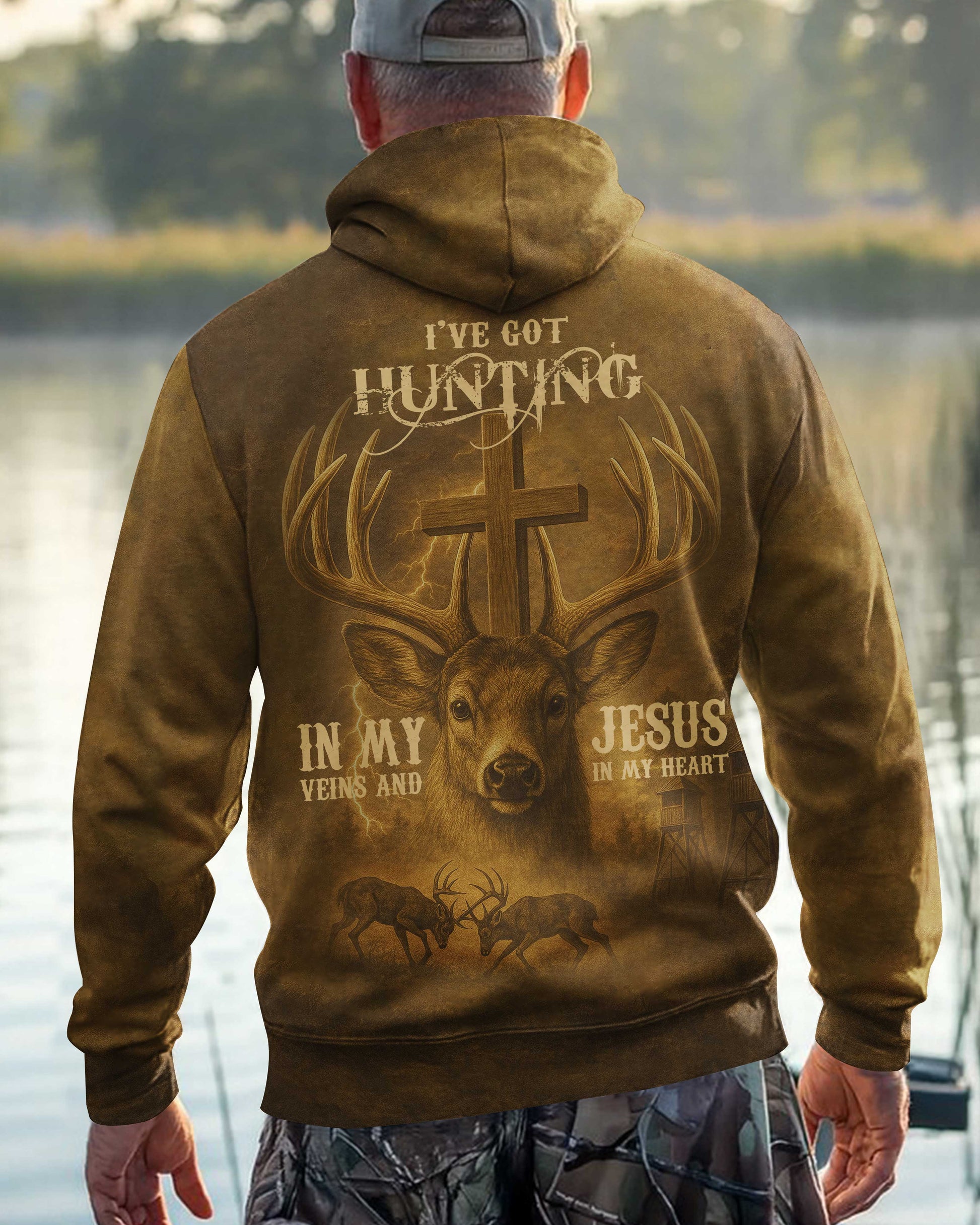 I've Got Hunting In My Veins And Jesus In My Heart All Over Print T-Shirt