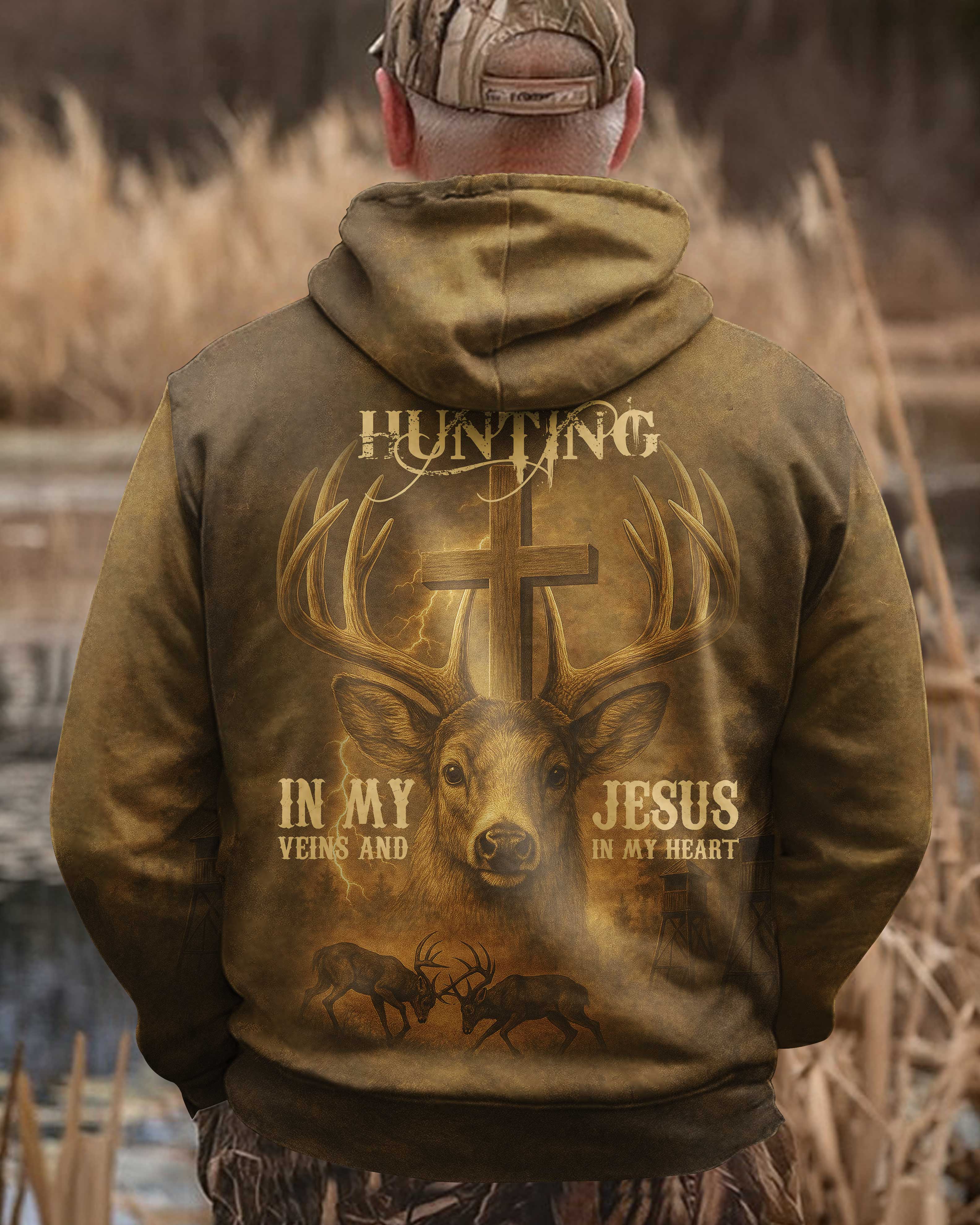 I've Got Hunting In My Veins And Jesus In My Heart All Over Print T-Shirt