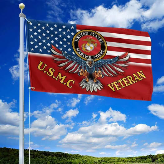 Unique U.S.M.C Veteran Grommet Flag, Gift For Marine Veteran