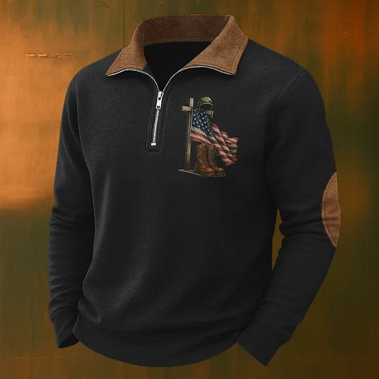 Men's Veteran Casual Zipper Sweatshirt