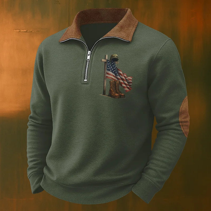 Men's Veteran Casual Zipper Sweatshirt