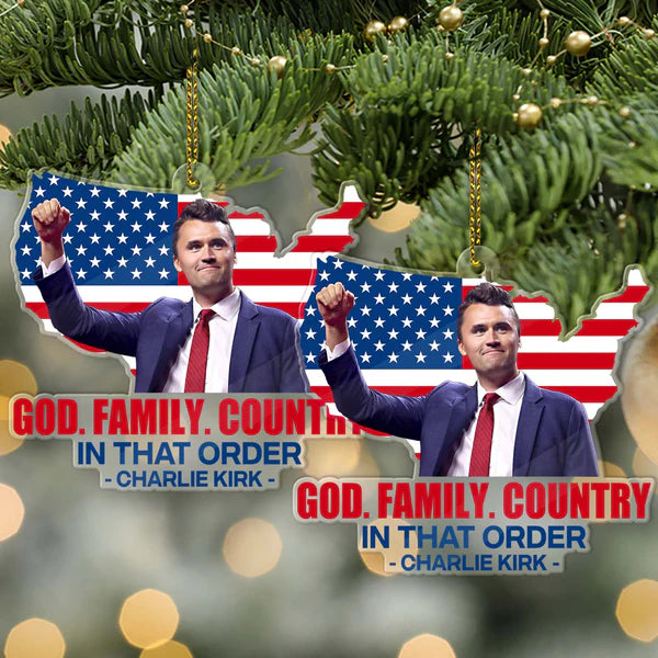 God Family Country Charlie Kirk Acrylic Ornament