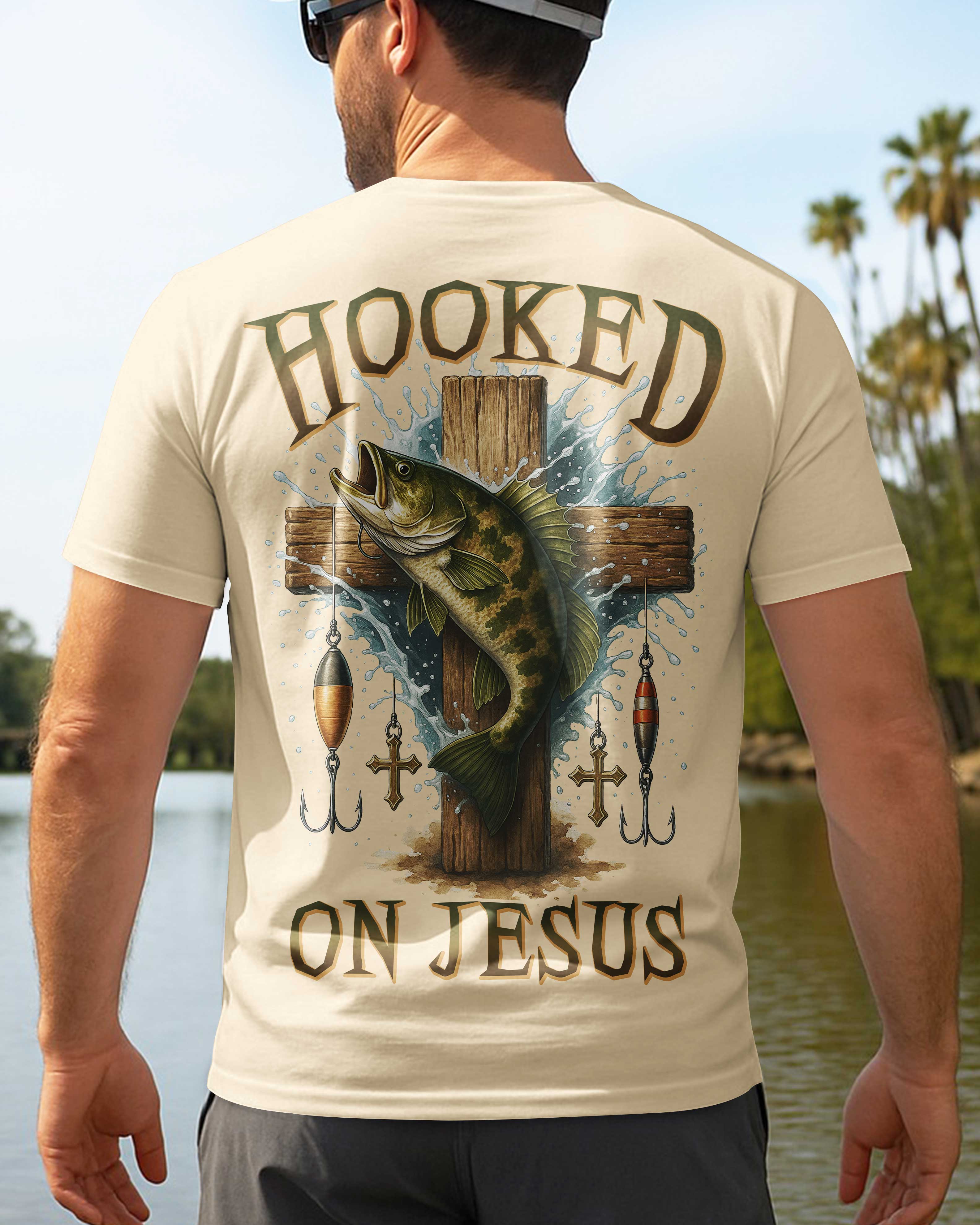 Hooked On Jesus All Over Print T-Shirt
