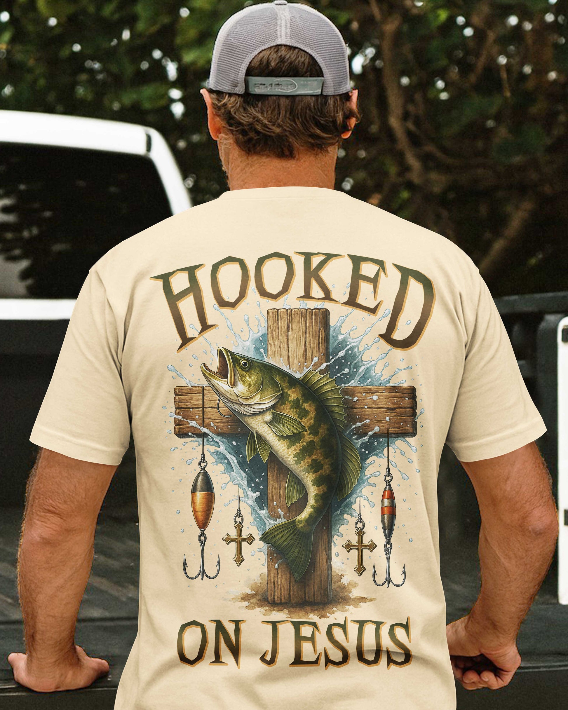 Hooked On Jesus All Over Print T-Shirt