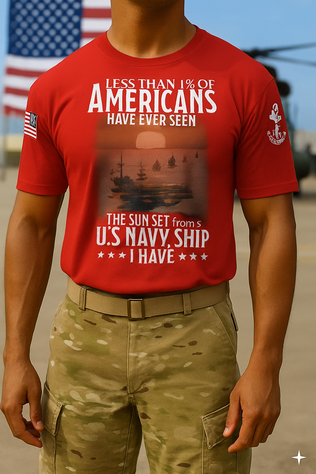 Custom Navy Ship T-Shirt x “Less Than 1% Of Americans Have Ever Seen The Sunset From A U.S. Navy Ship I Have”