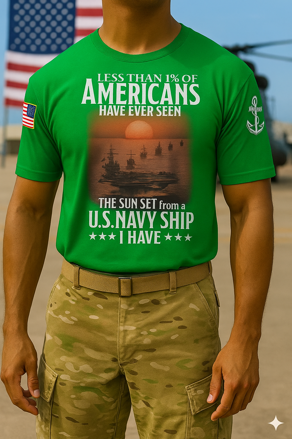 Custom Navy Ship T-Shirt x “Less Than 1% Of Americans Have Ever Seen The Sunset From A U.S. Navy Ship I Have”