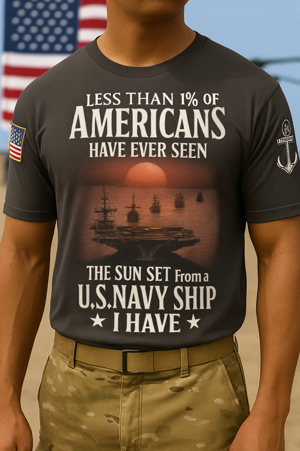 Custom Navy Ship T-Shirt x “Less Than 1% Of Americans Have Ever Seen The Sunset From A U.S. Navy Ship I Have”